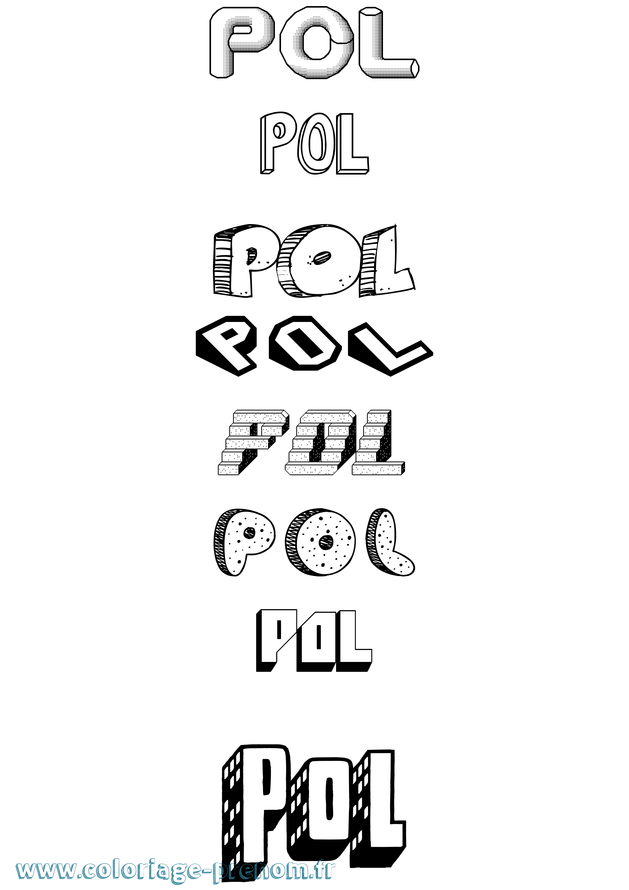 Coloriage Pol Effet 3D Coloriage prénom Pol Effet 3D