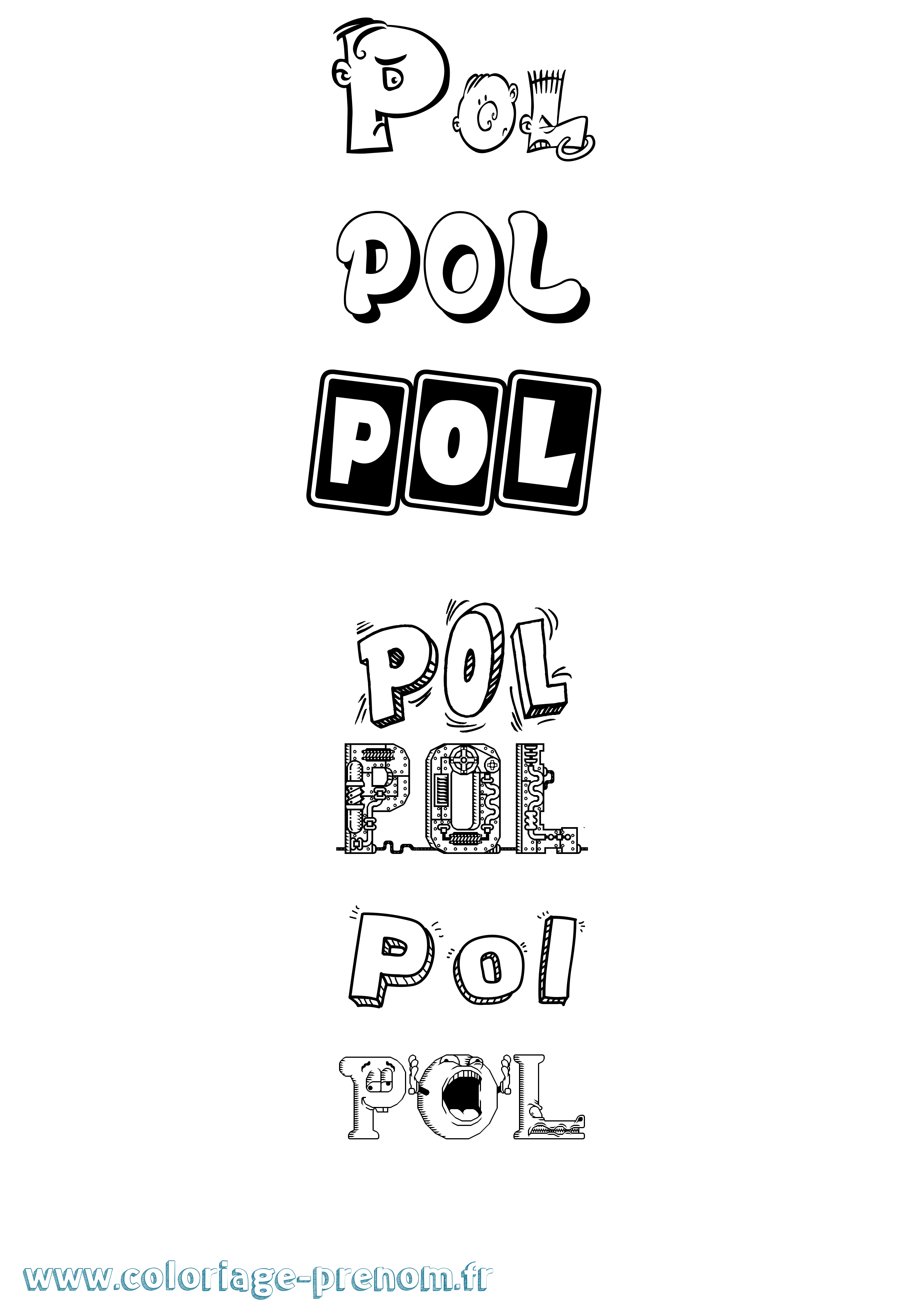 Coloriage Pol Fun Coloriage prénom Pol Fun