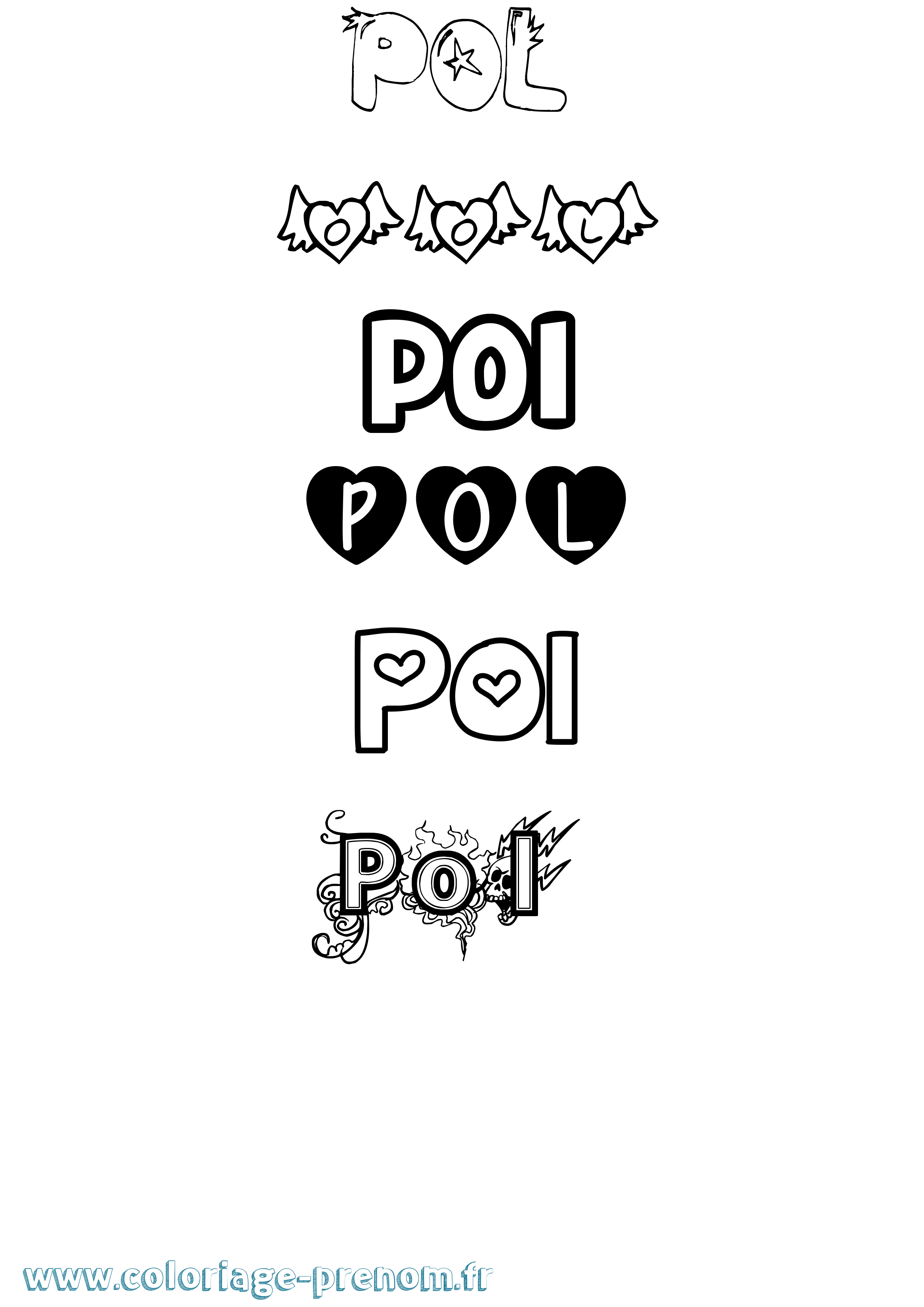 Coloriage Pol Girly Coloriage prénom Pol Girly