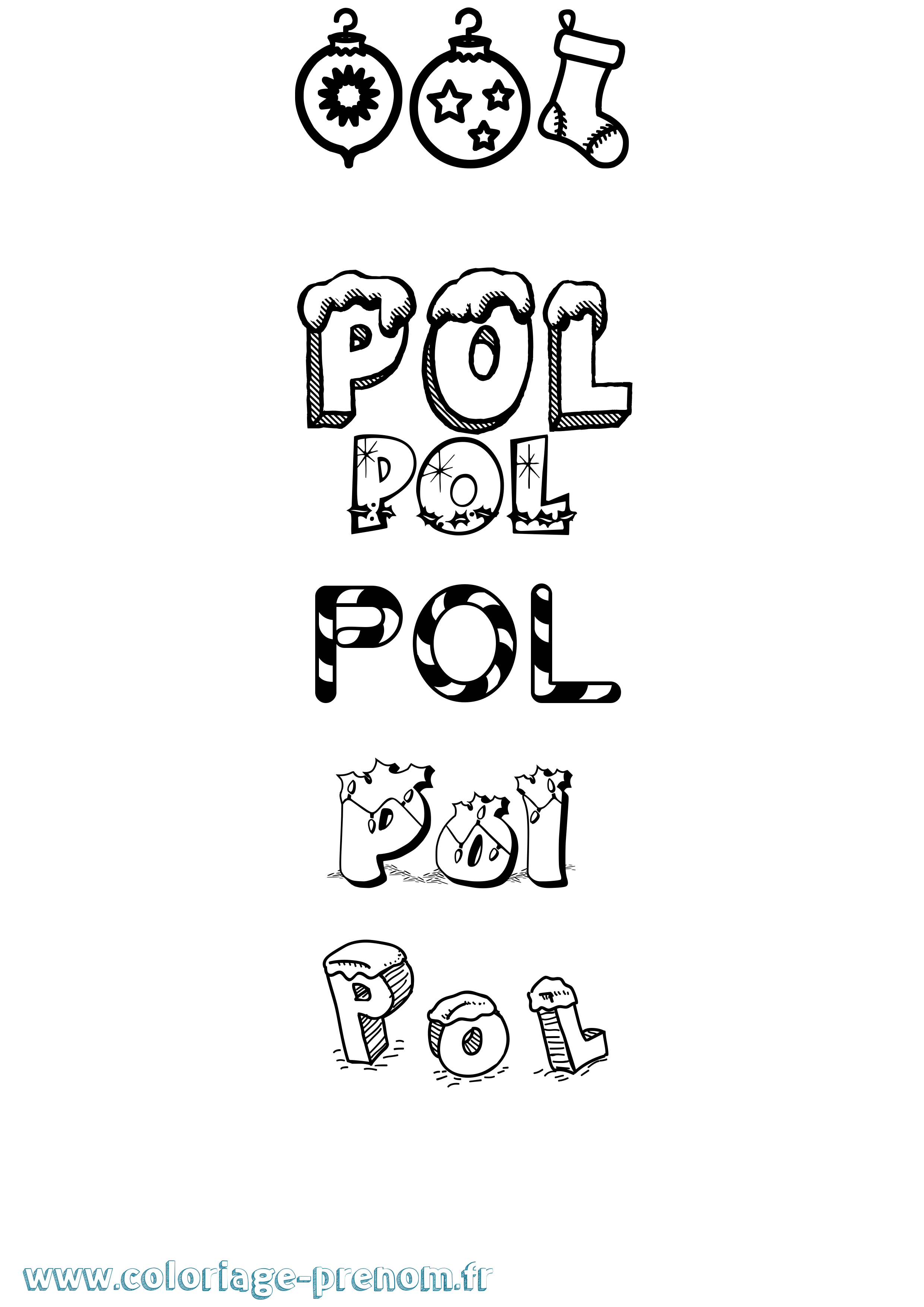Coloriage Pol Noël Coloriage prénom Pol Noël