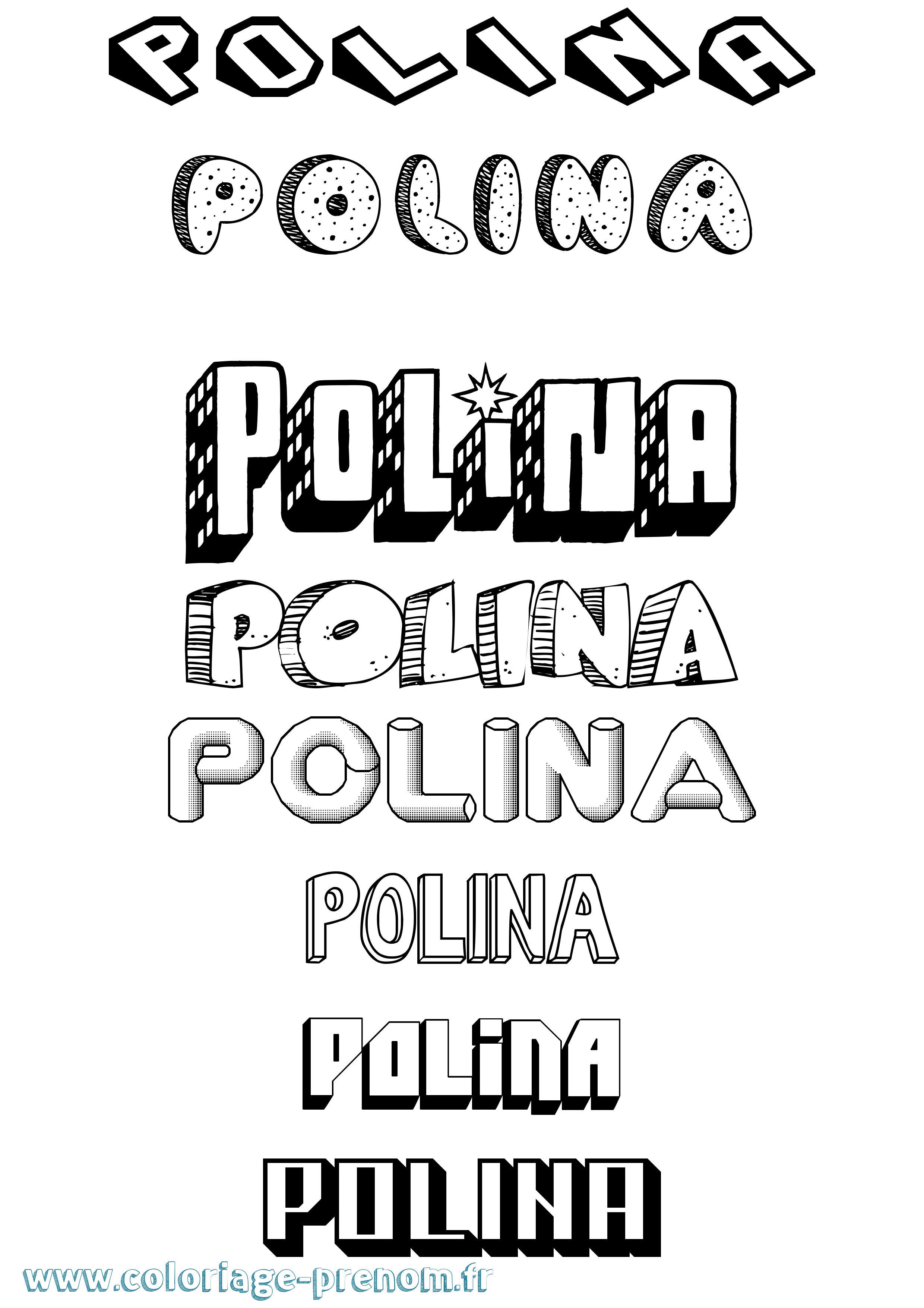 Coloriage Polina Effet 3D Coloriage prénom Polina Effet 3D