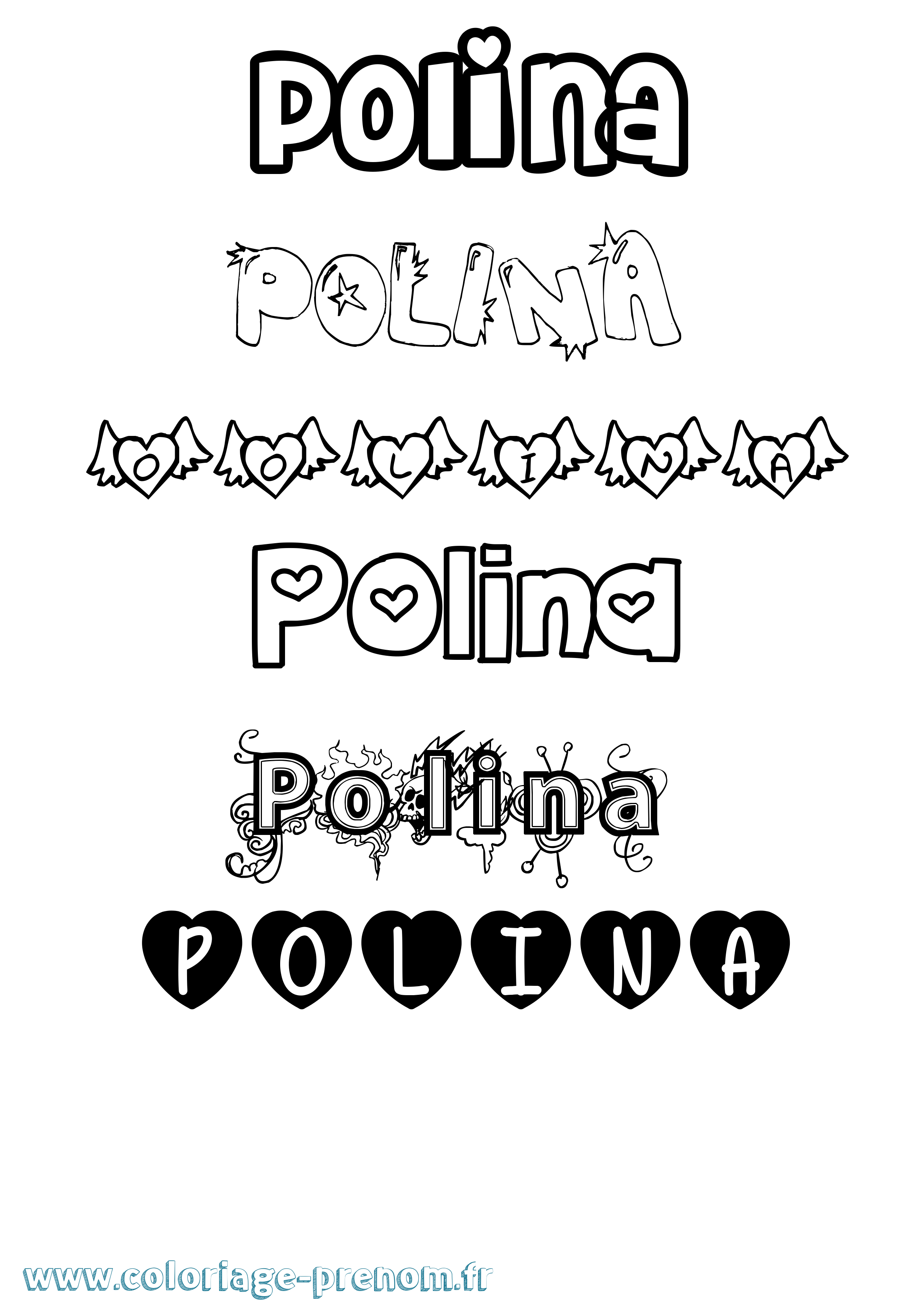 Coloriage Polina Girly Coloriage prénom Polina Girly