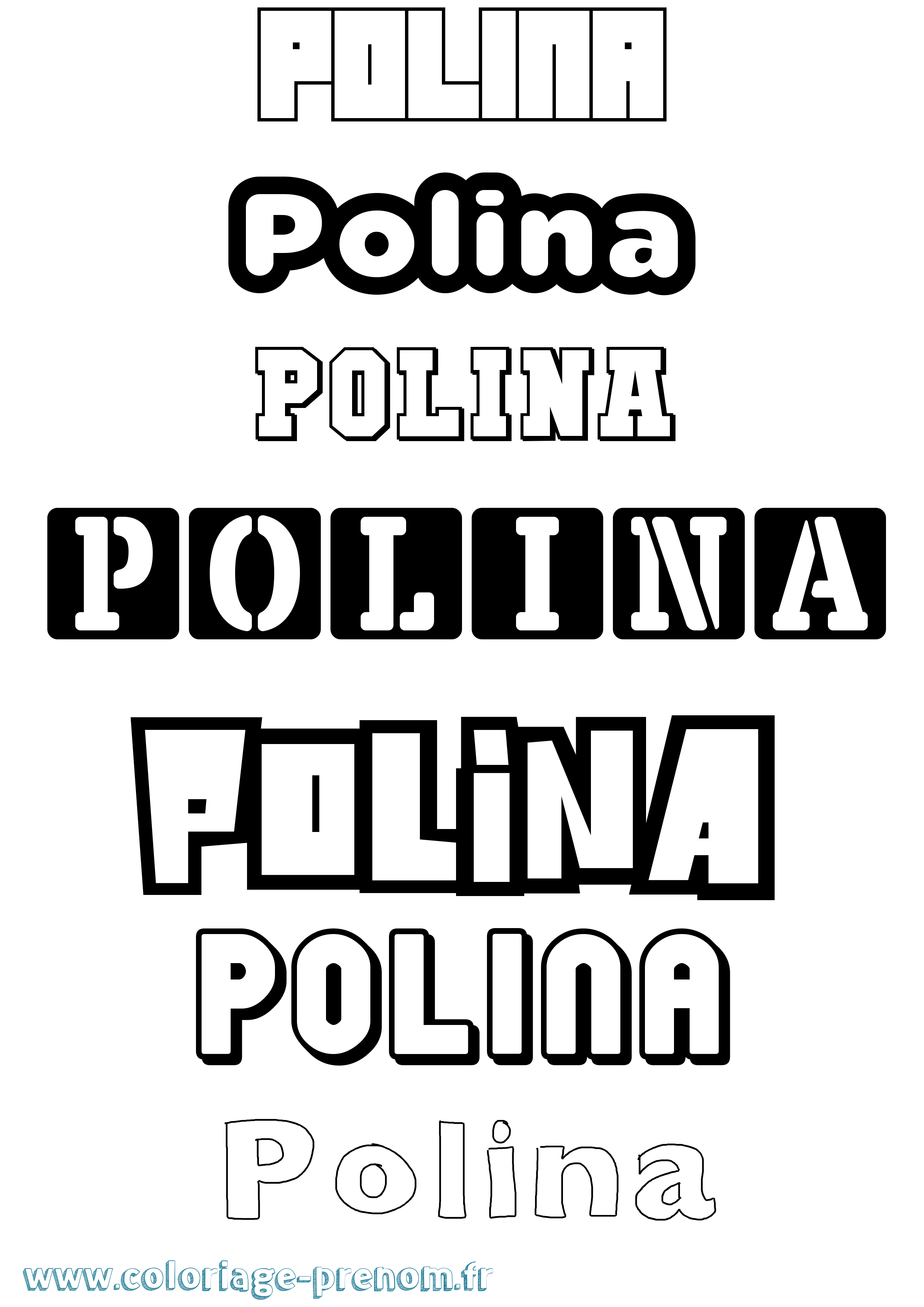 Coloriage Polina Simple Coloriage prénom Polina Simple