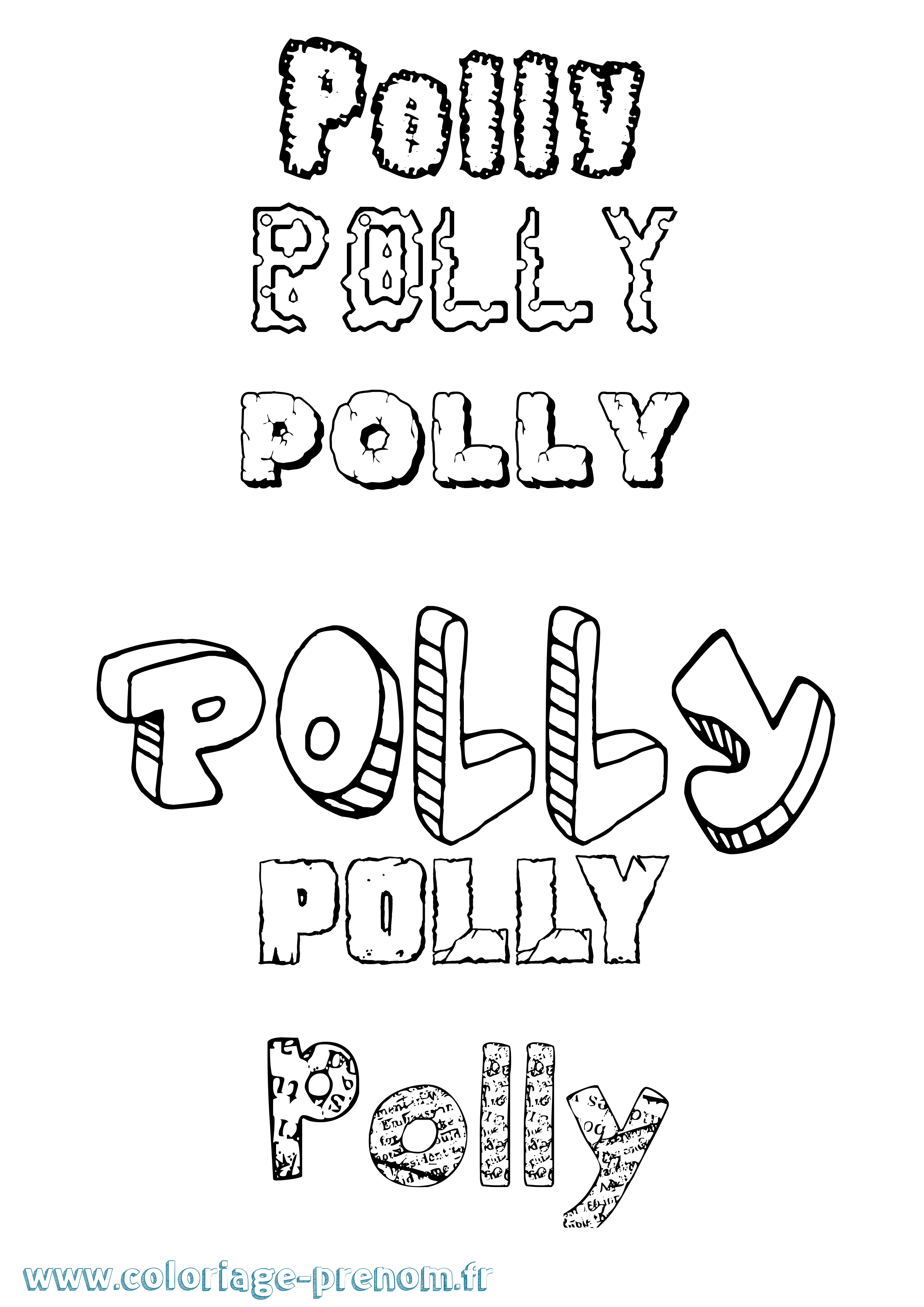 Coloriage Polly Destructuré Coloriage prénom Polly Destructuré