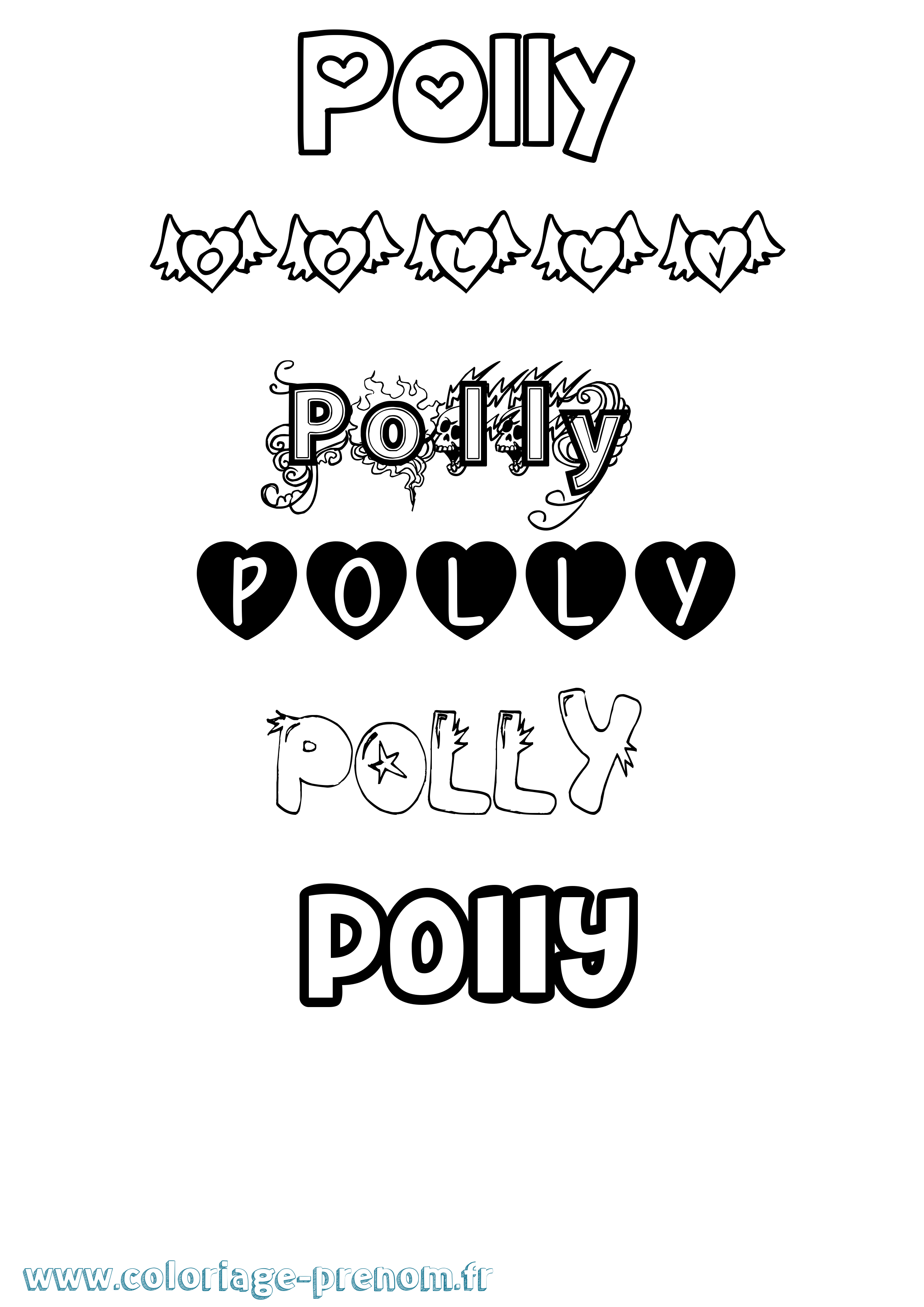 Coloriage Polly Girly Coloriage prénom Polly Girly