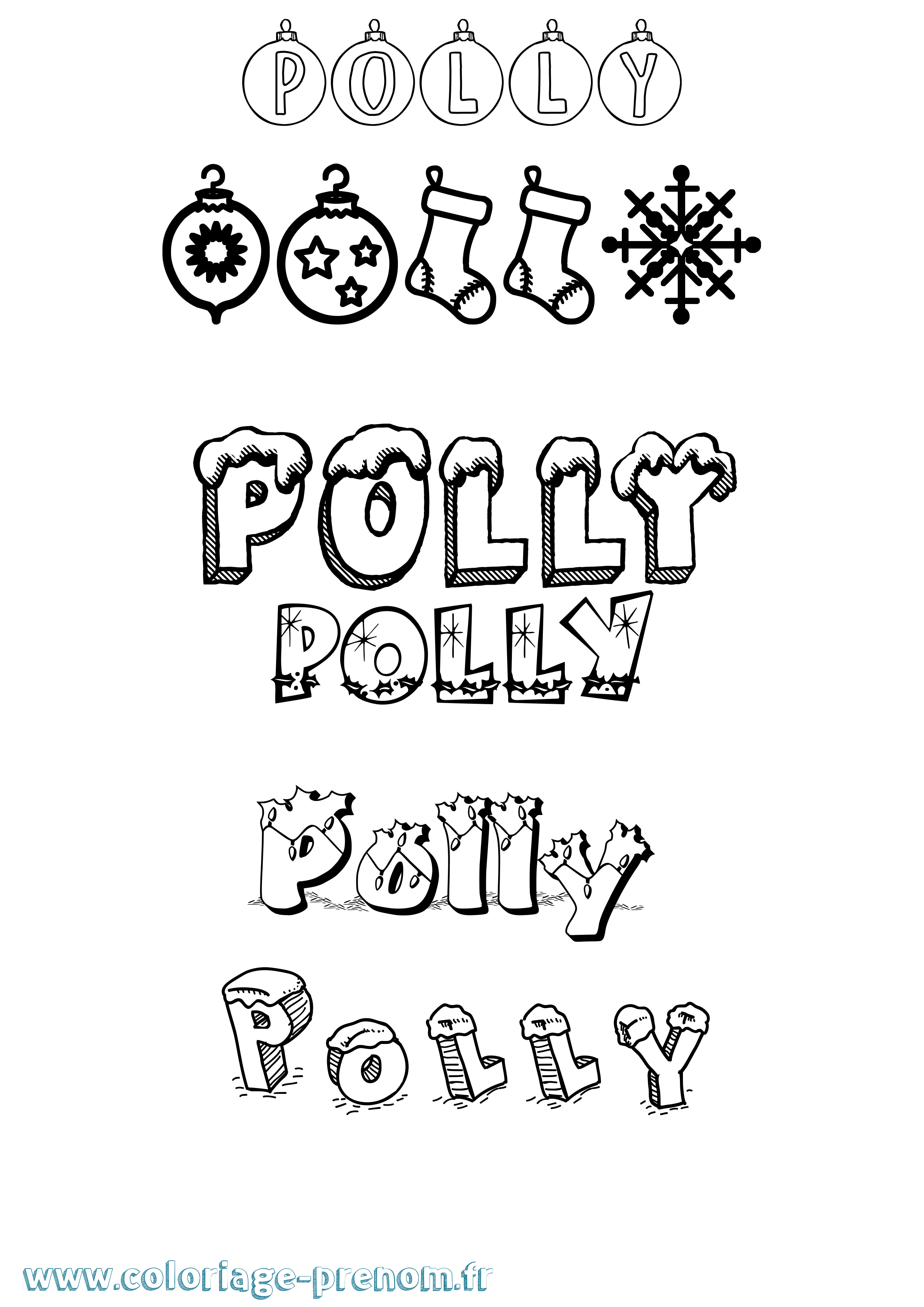 Coloriage Polly Noël Coloriage prénom Polly Noël