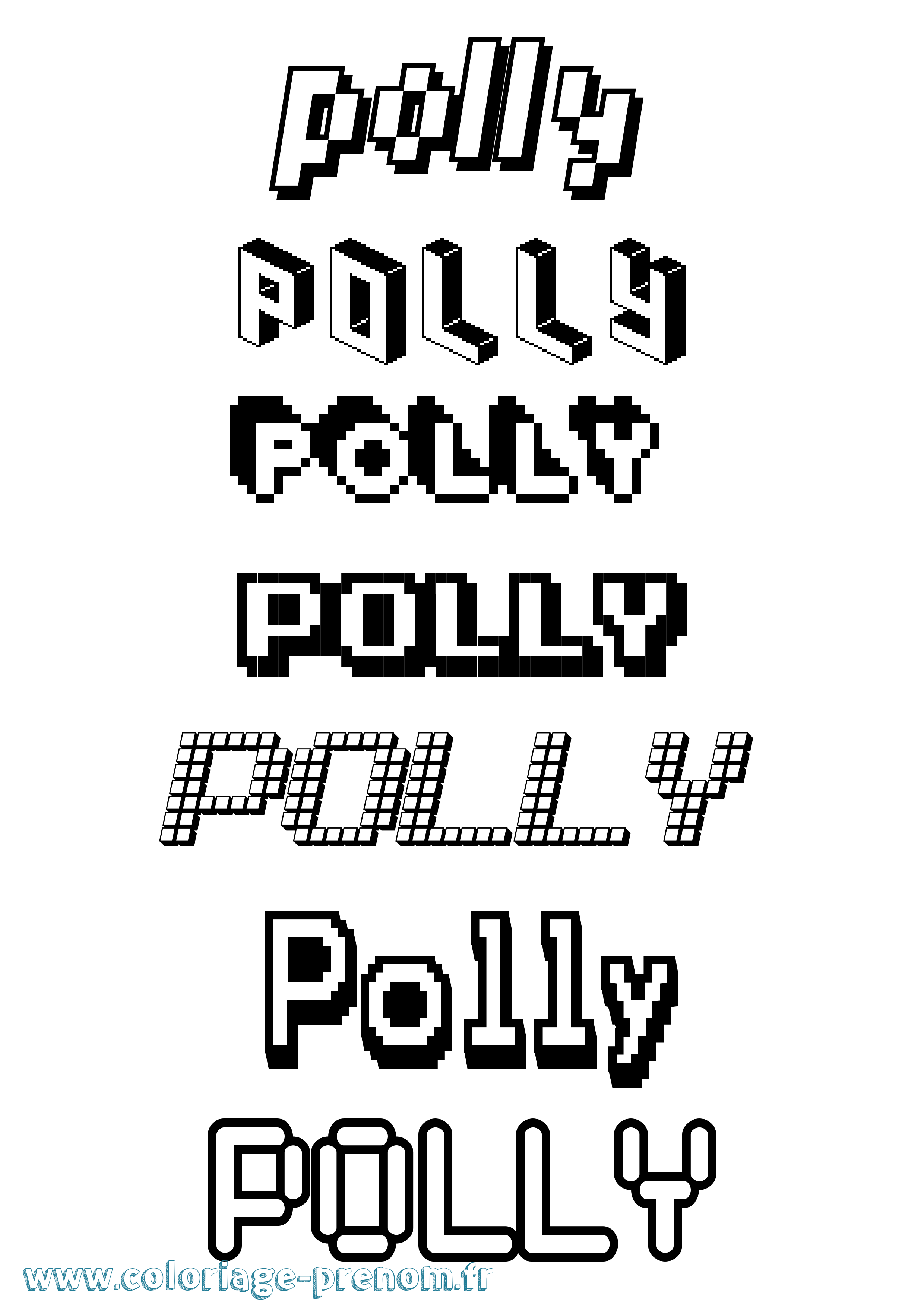 Coloriage Polly Pixel Coloriage prénom Polly Pixel