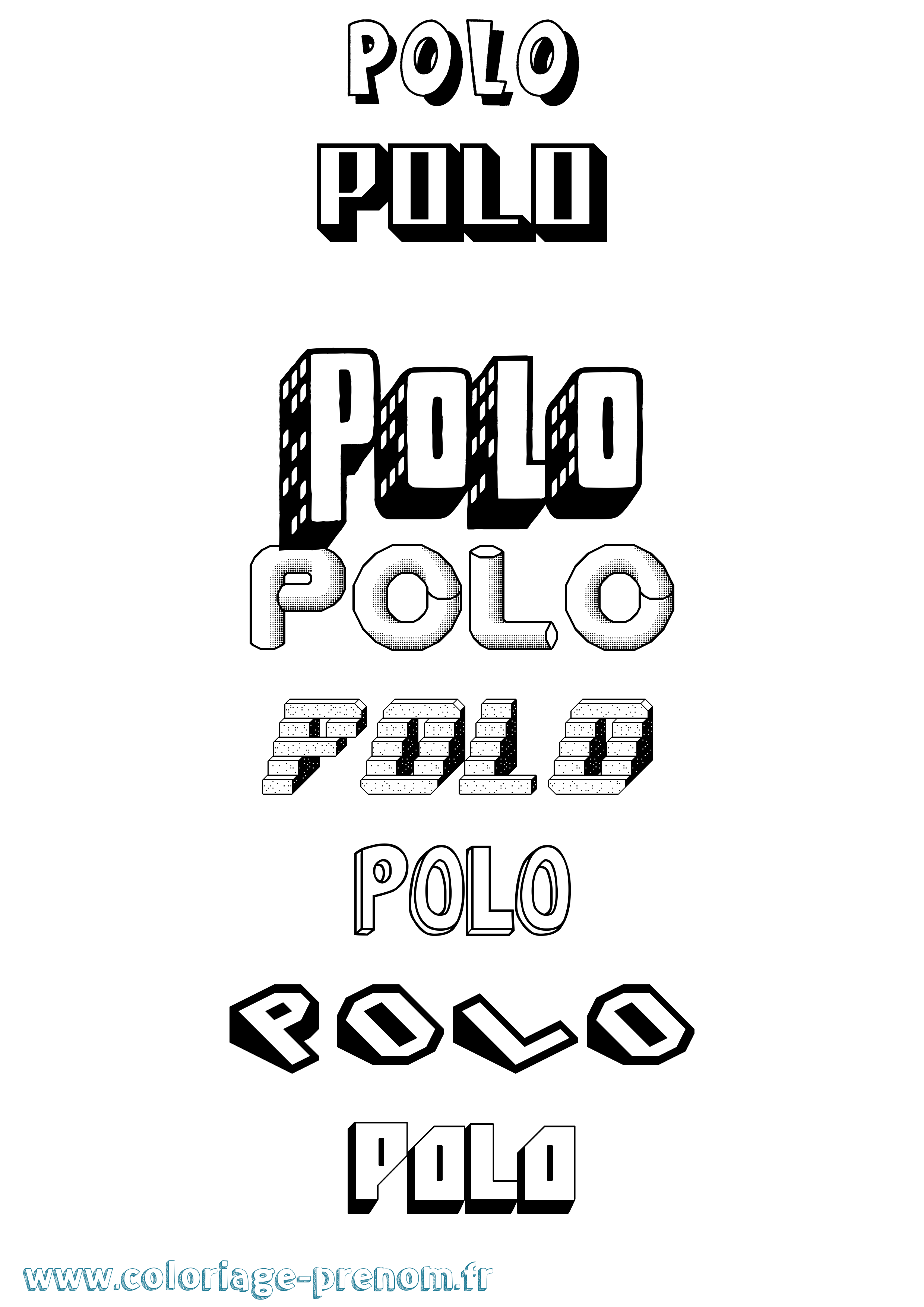 Coloriage Polo Effet 3D Coloriage prénom Polo Effet 3D