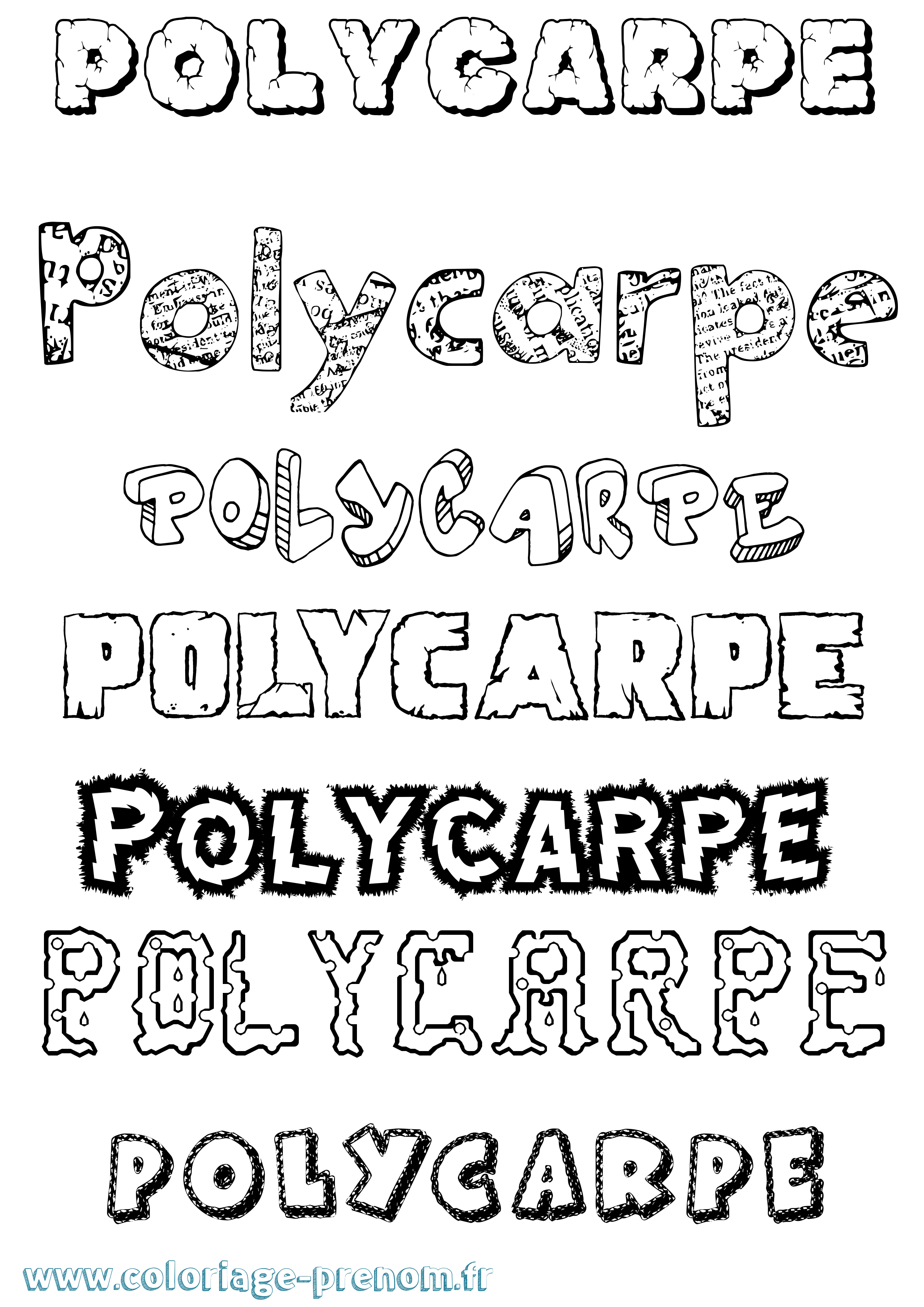 Coloriage Polycarpe Destructuré Coloriage prénom Polycarpe Destructuré