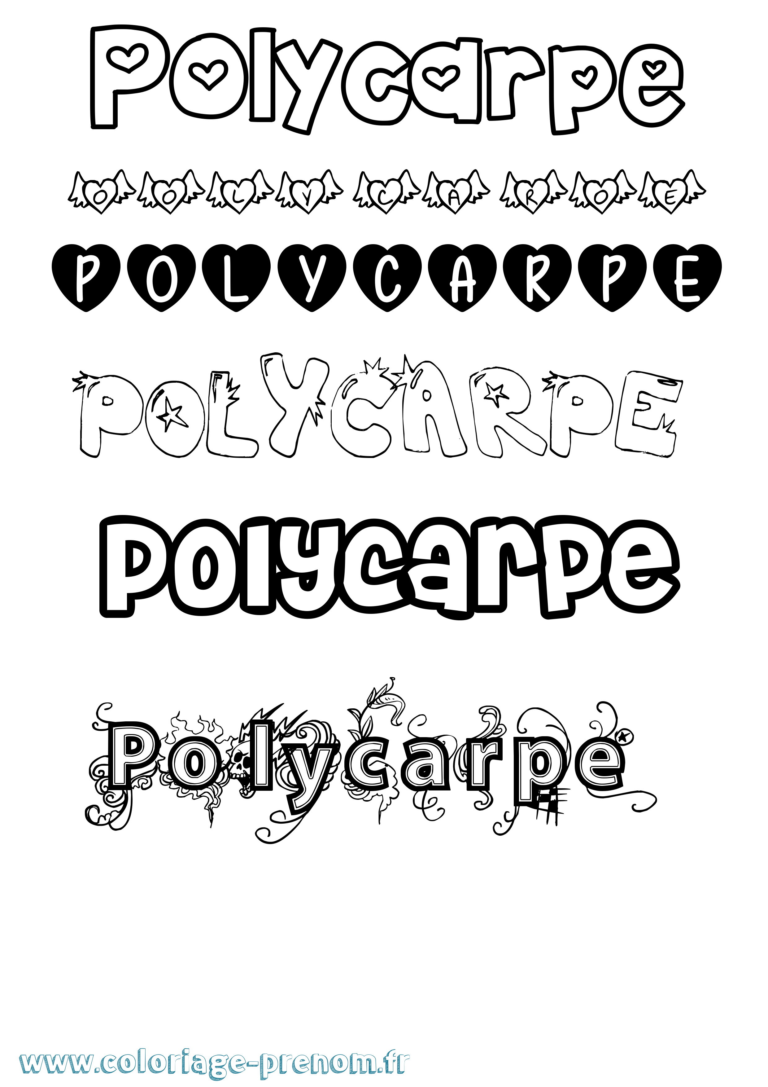 Coloriage Polycarpe Girly Coloriage prénom Polycarpe Girly