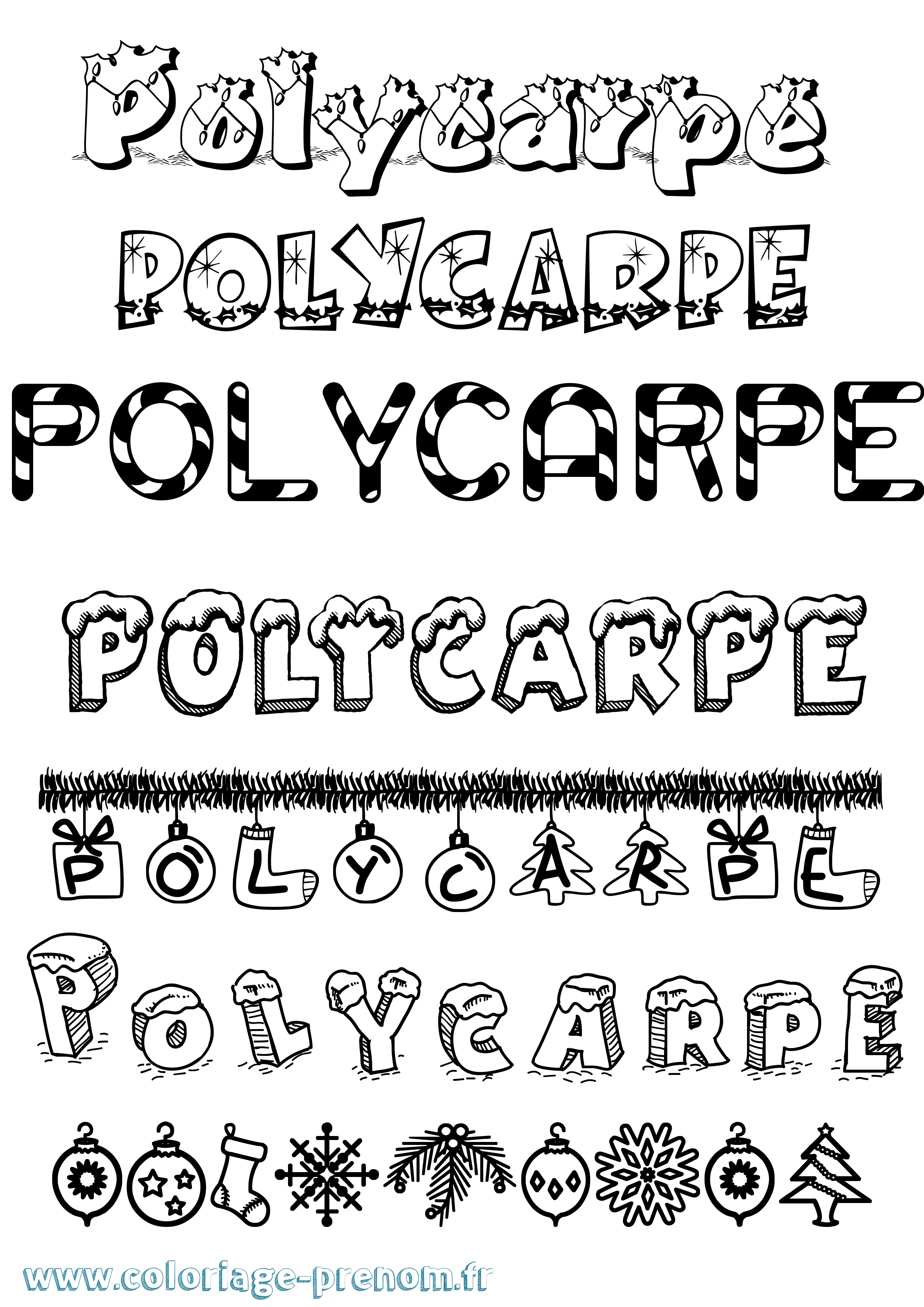 Coloriage Polycarpe Noël Coloriage prénom Polycarpe Noël