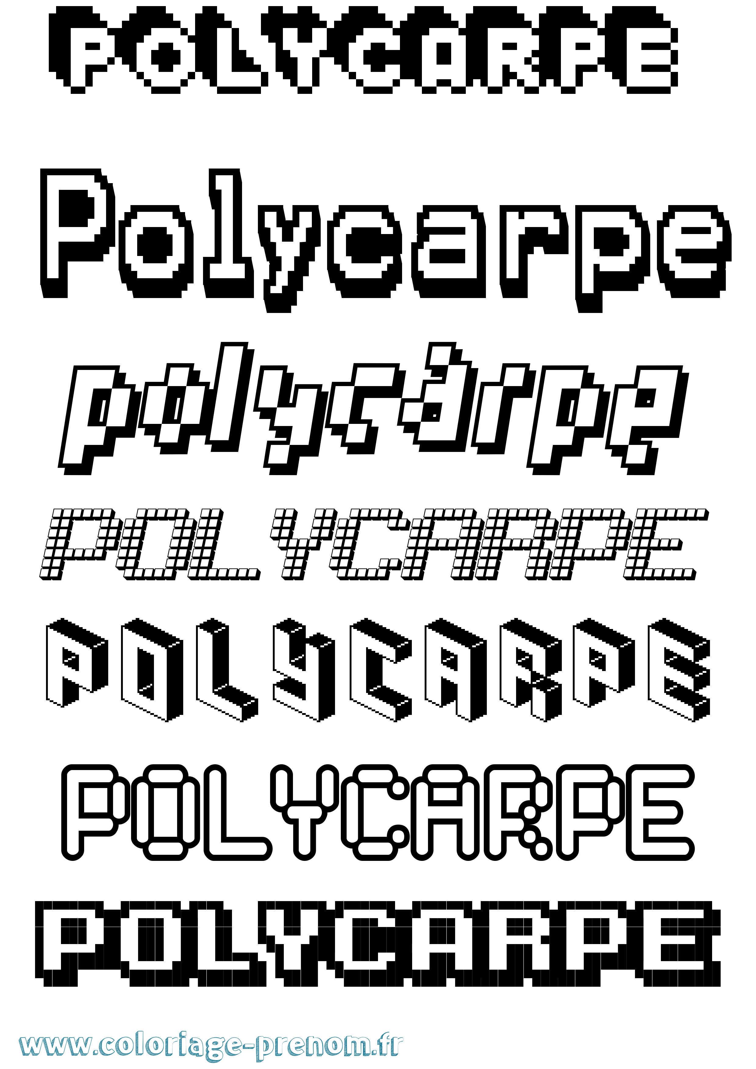 Coloriage Polycarpe Pixel Coloriage prénom Polycarpe Pixel