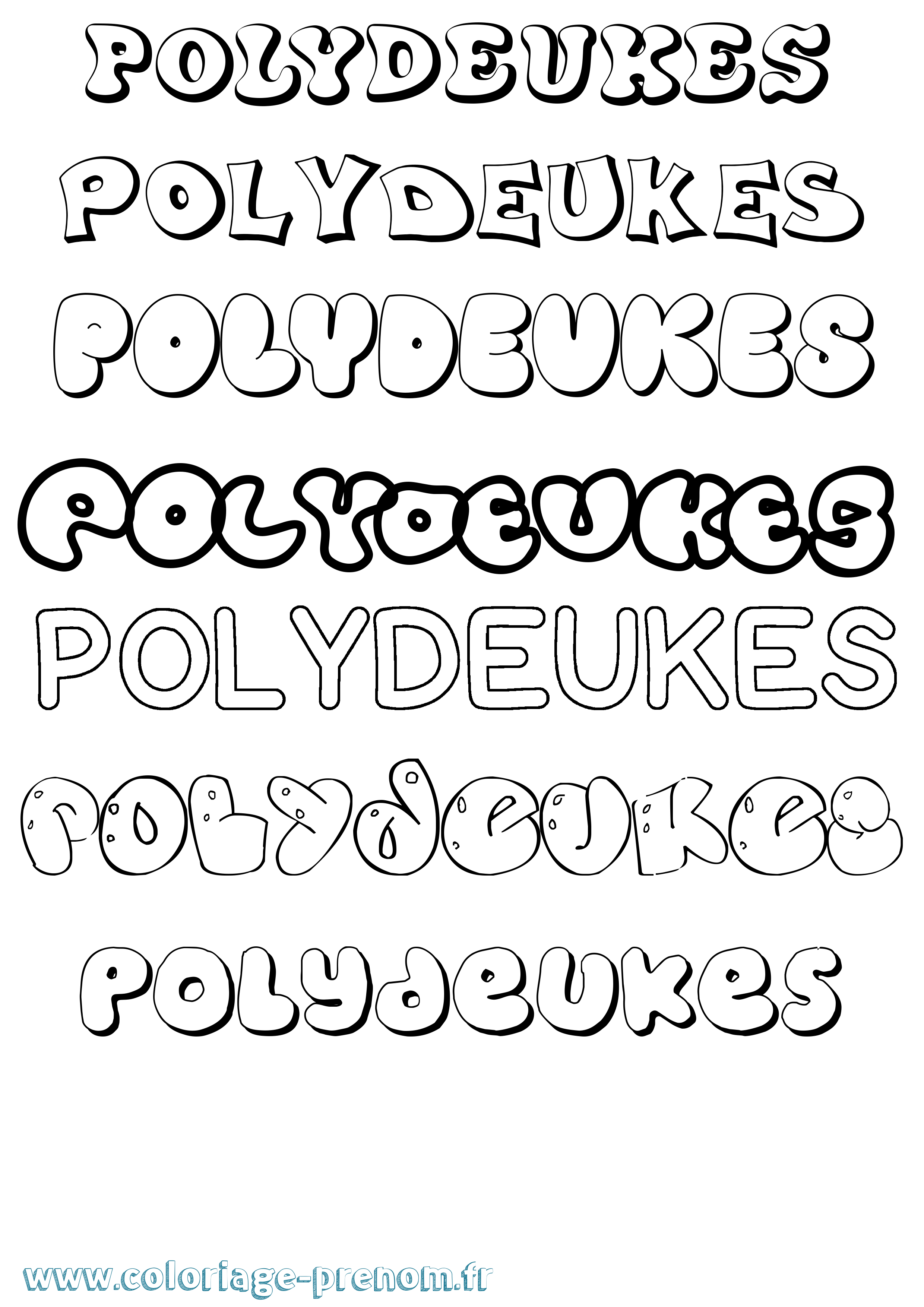 Coloriage Polydeukes Bubble Coloriage prénom Polydeukes Bubble