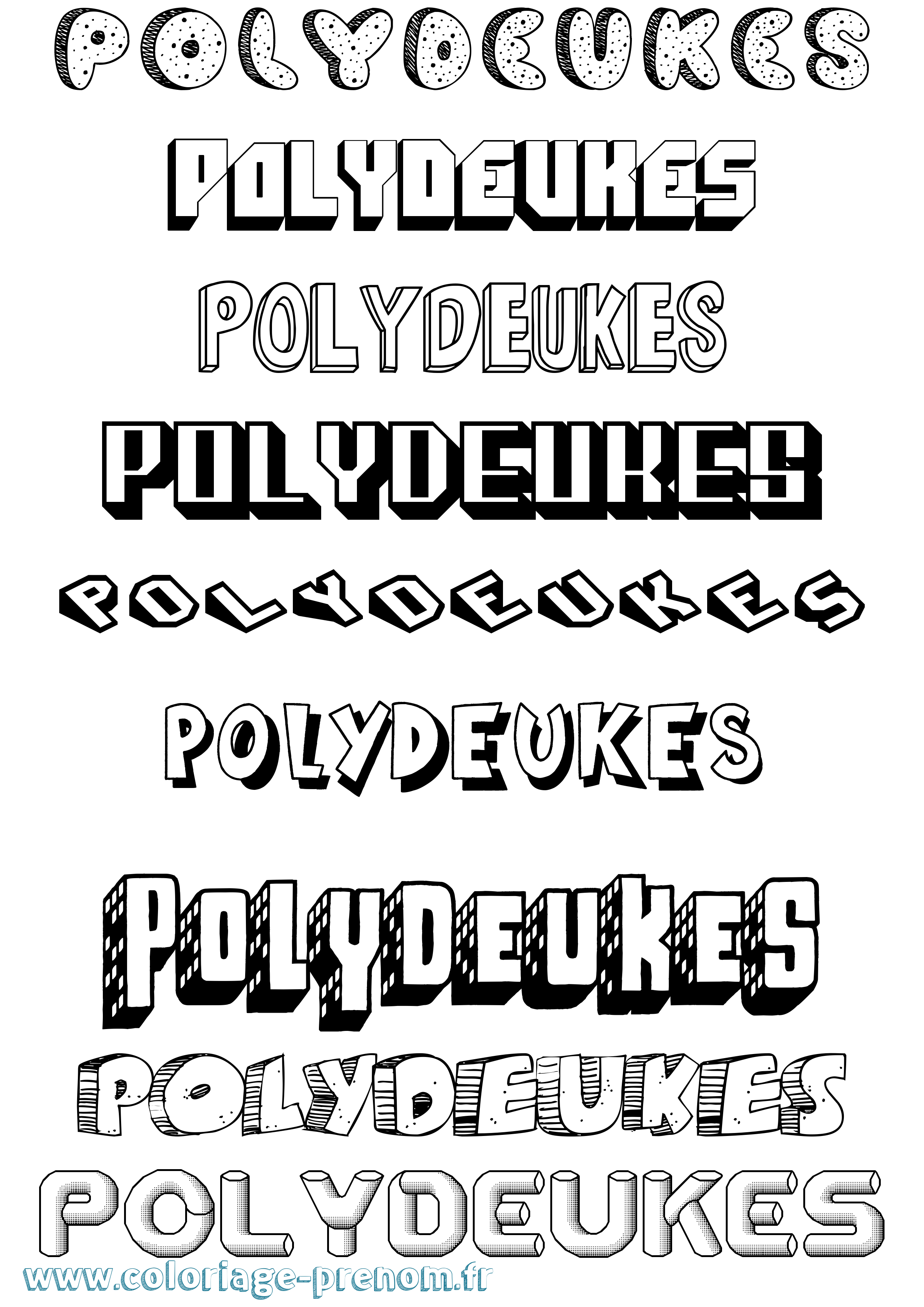 Coloriage Polydeukes Effet 3D Coloriage prénom Polydeukes Effet 3D