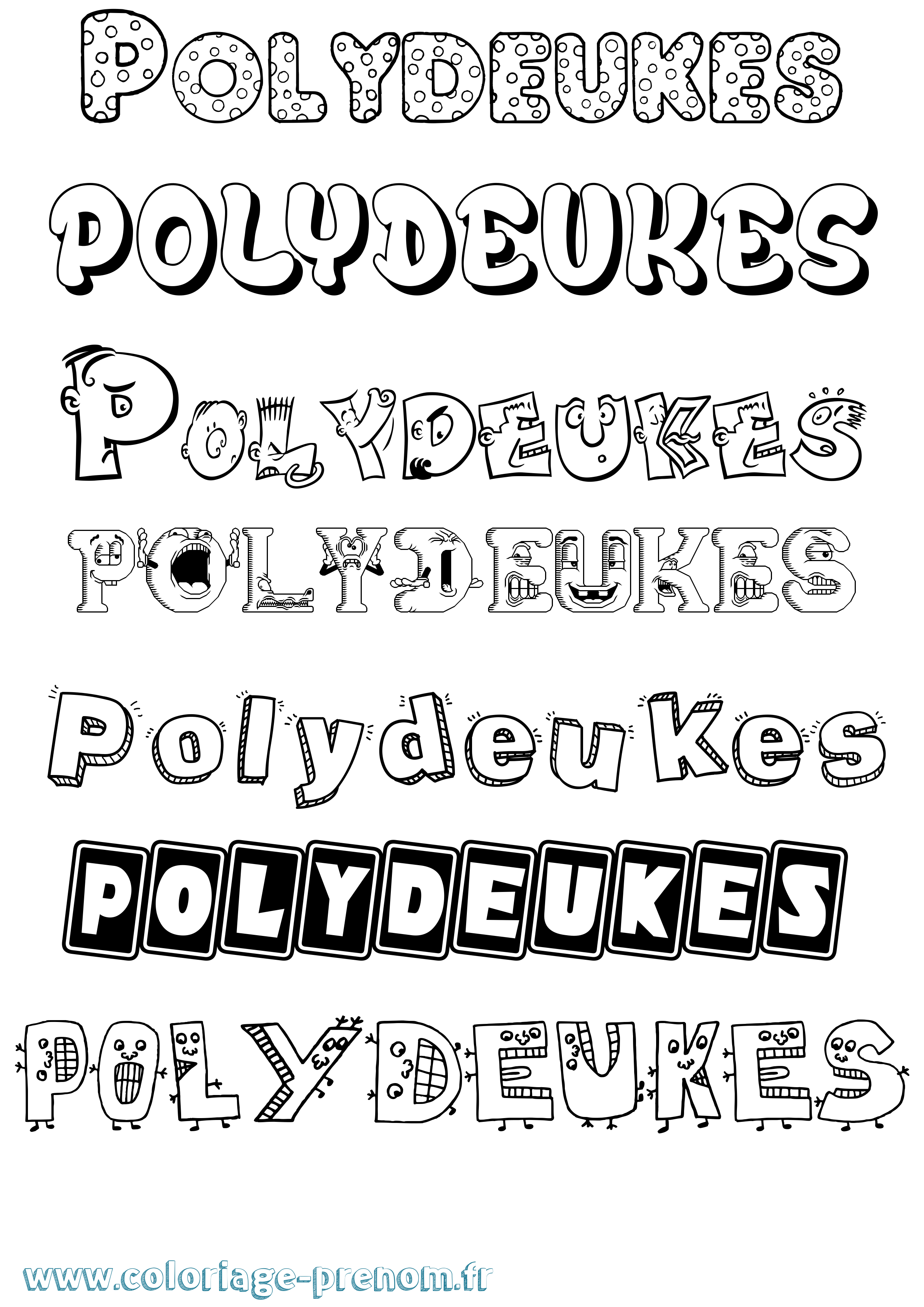 Coloriage Polydeukes Fun Coloriage prénom Polydeukes Fun