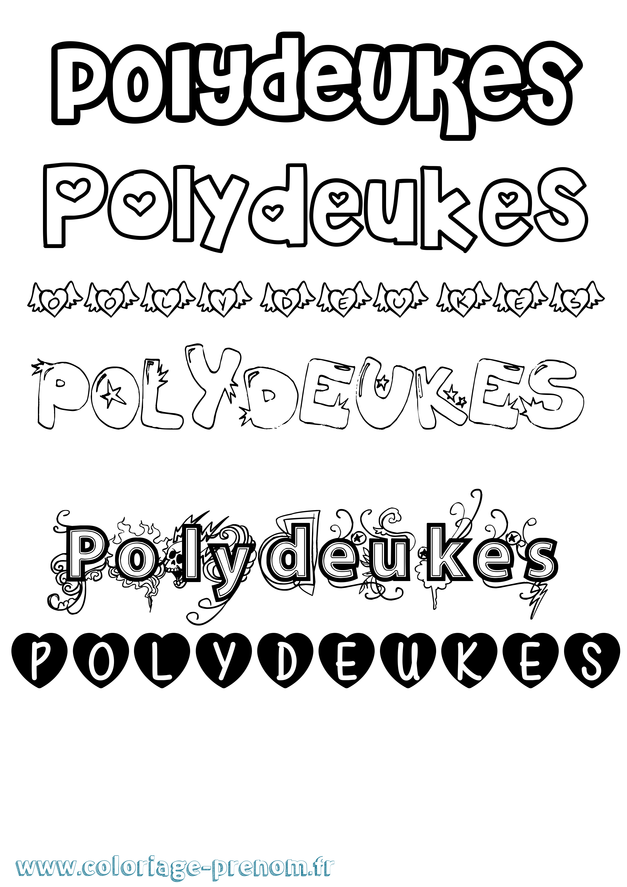 Coloriage Polydeukes Girly Coloriage prénom Polydeukes Girly