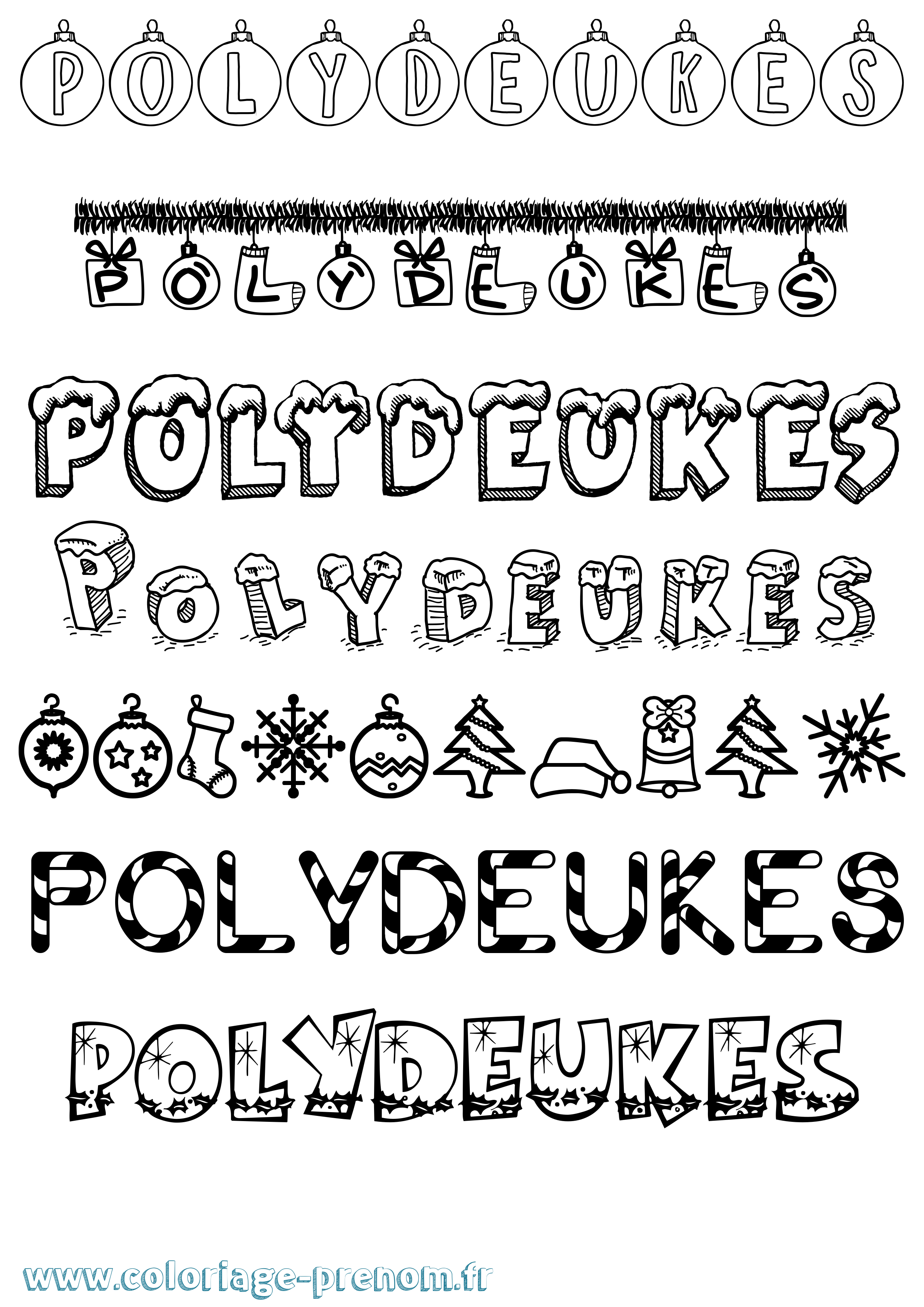 Coloriage Polydeukes Noël Coloriage prénom Polydeukes Noël