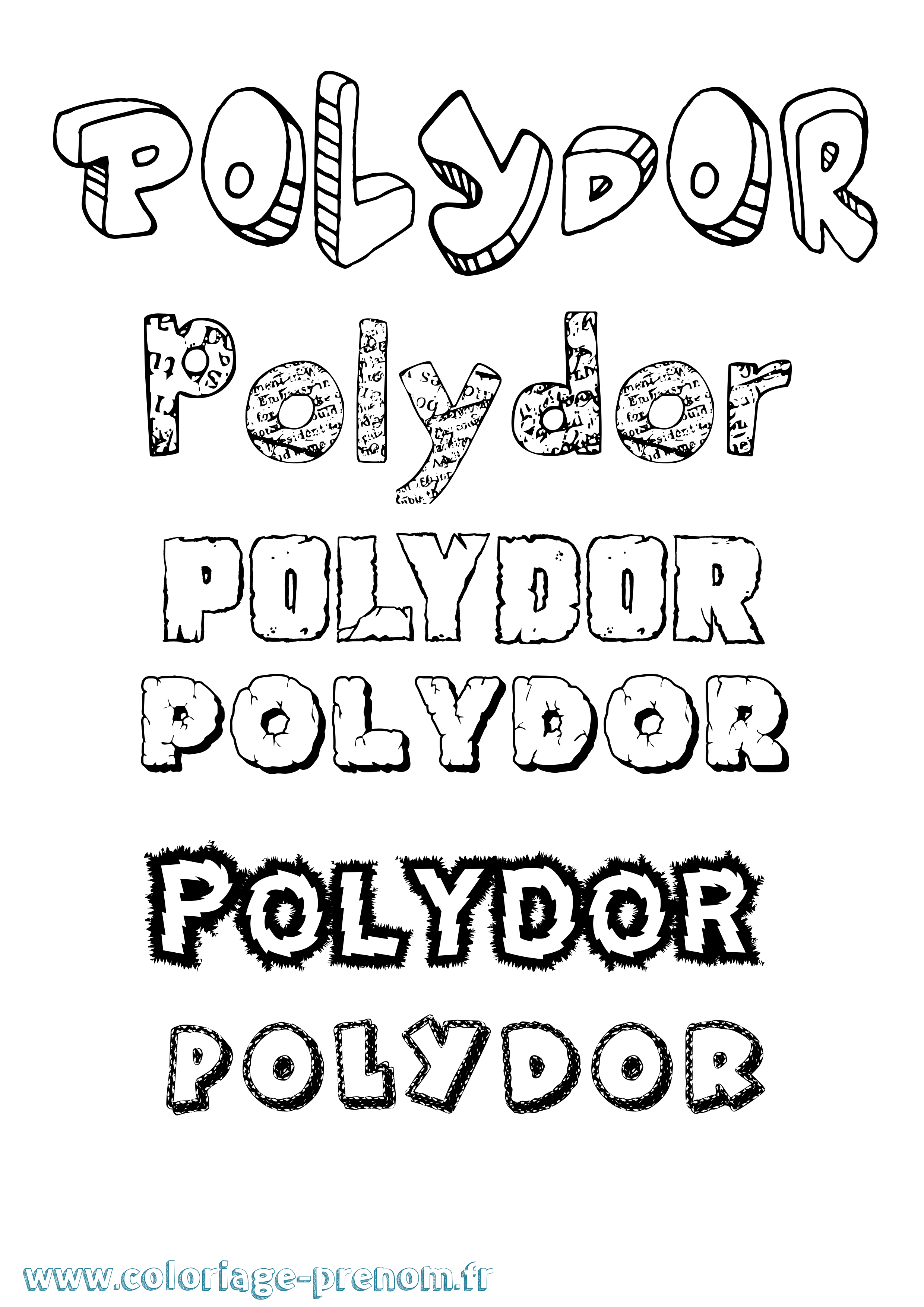 Coloriage Polydor Destructuré Coloriage prénom Polydor Destructuré