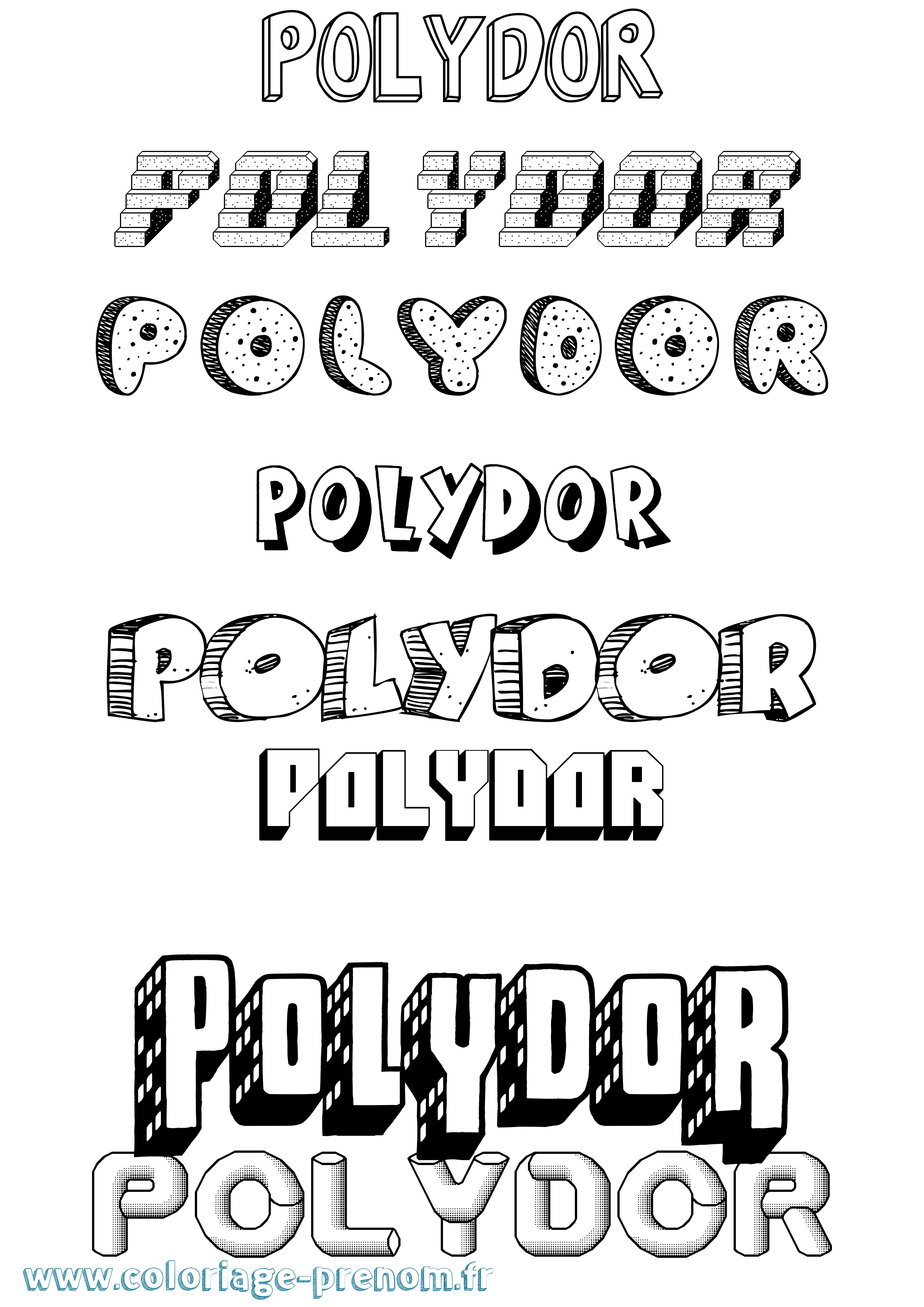 Coloriage Polydor Effet 3D Coloriage prénom Polydor Effet 3D