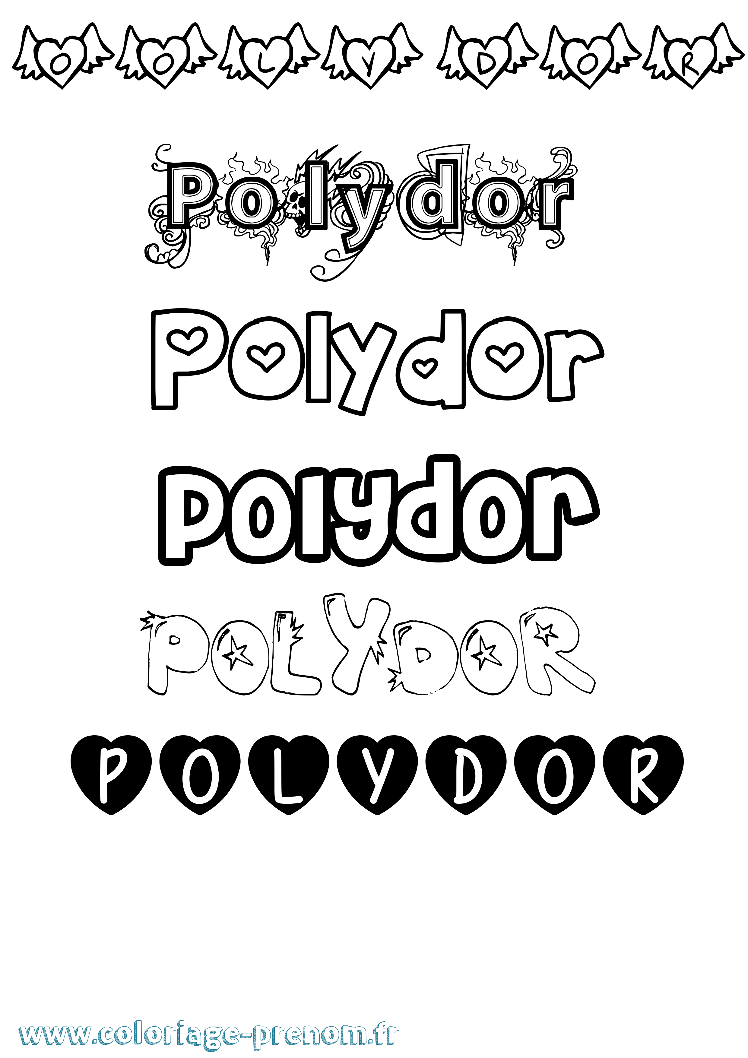 Coloriage Polydor Girly Coloriage prénom Polydor Girly
