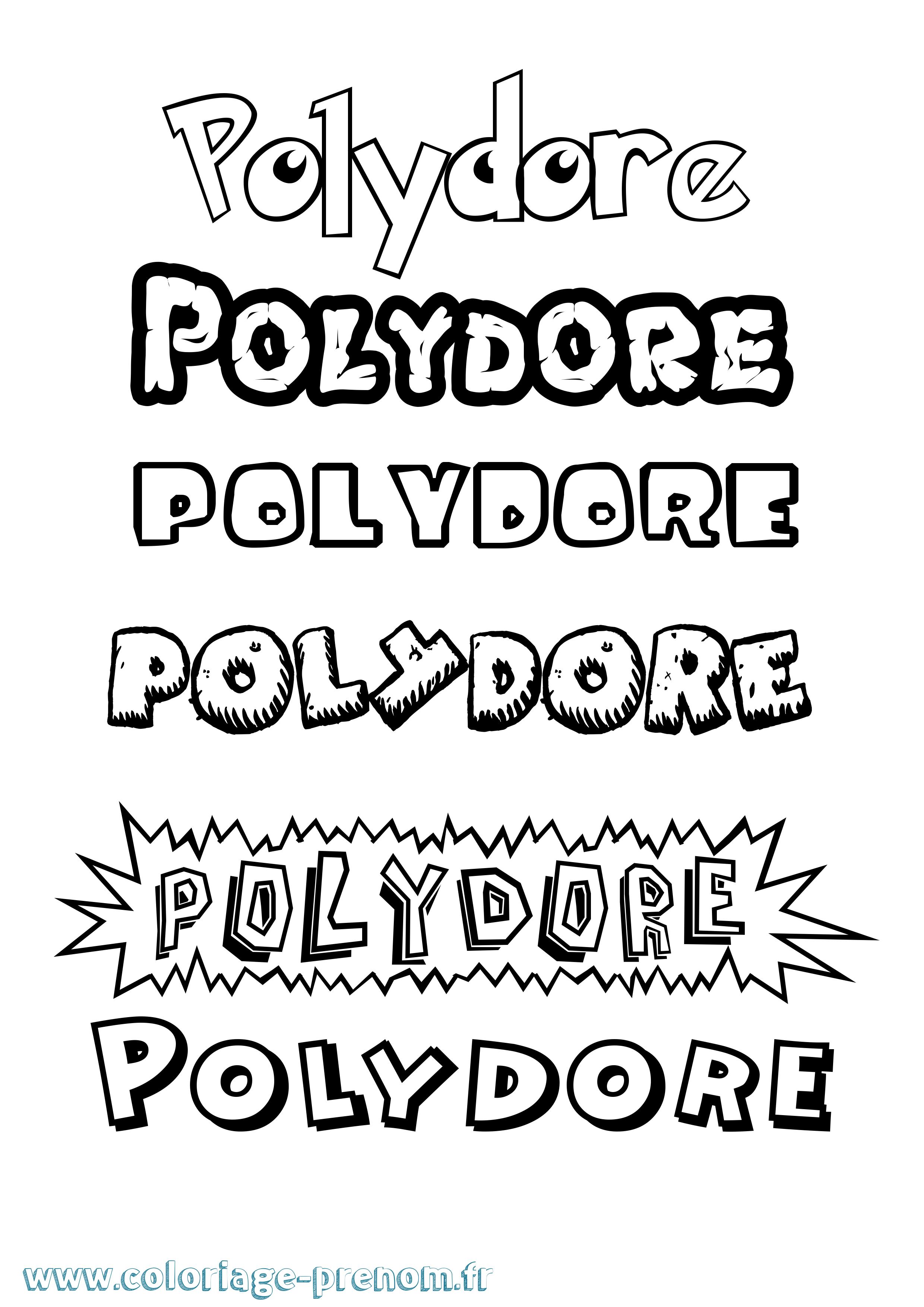 Coloriage Polydore Dessin Animé Coloriage prénom Polydore Dessin Animé