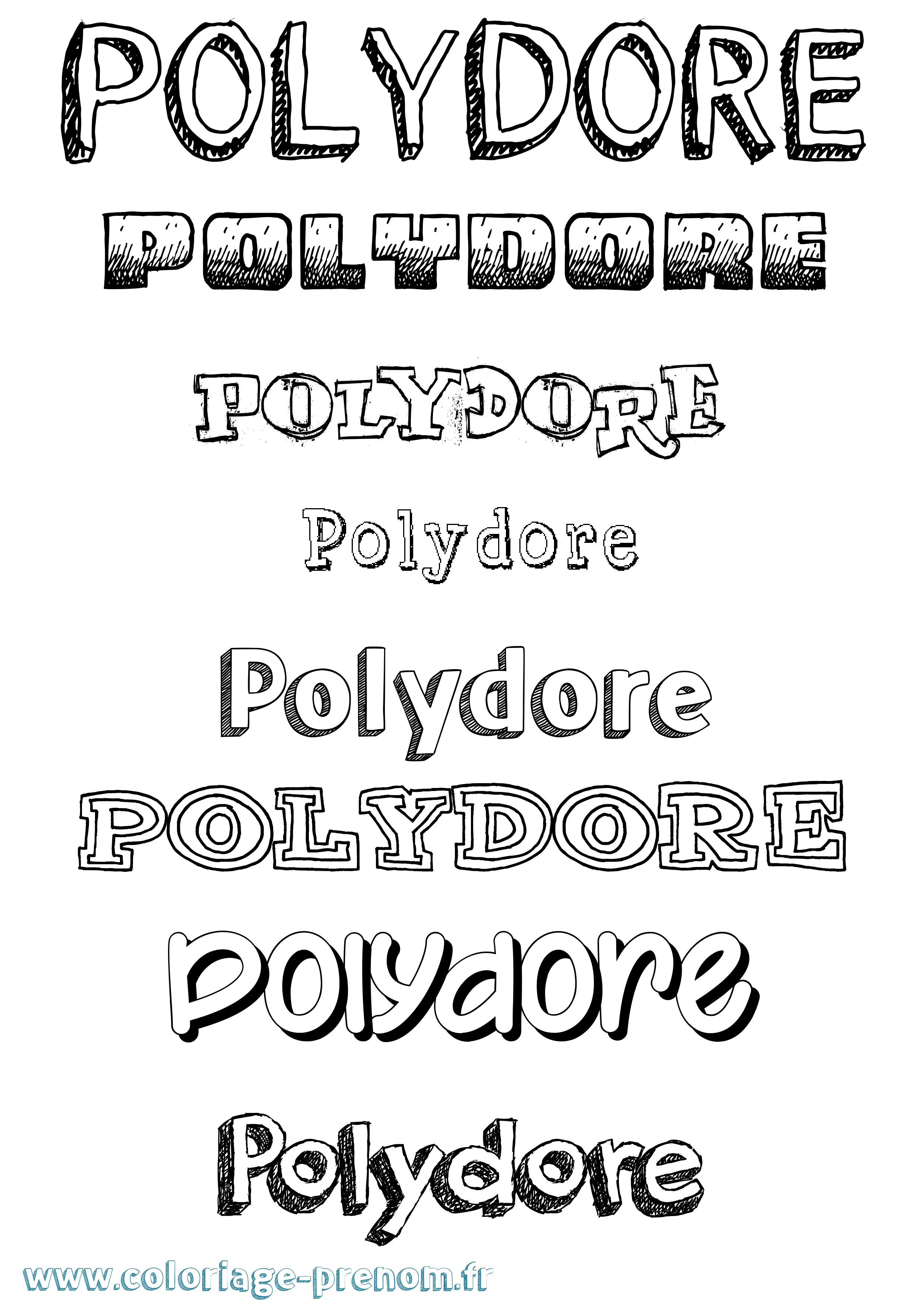 Coloriage Polydore Dessiné Coloriage prénom Polydore Dessiné