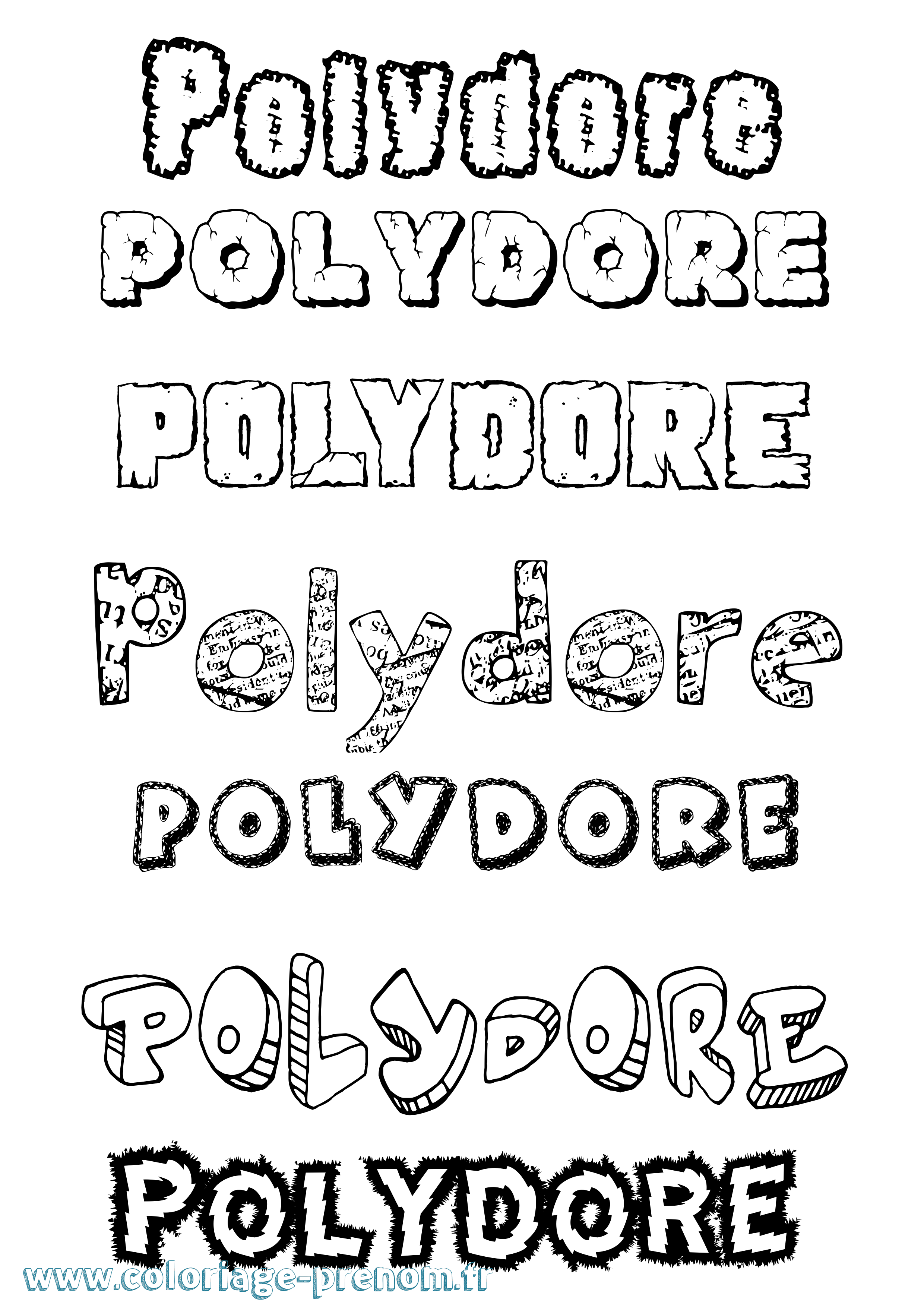 Coloriage Polydore Destructuré Coloriage prénom Polydore Destructuré