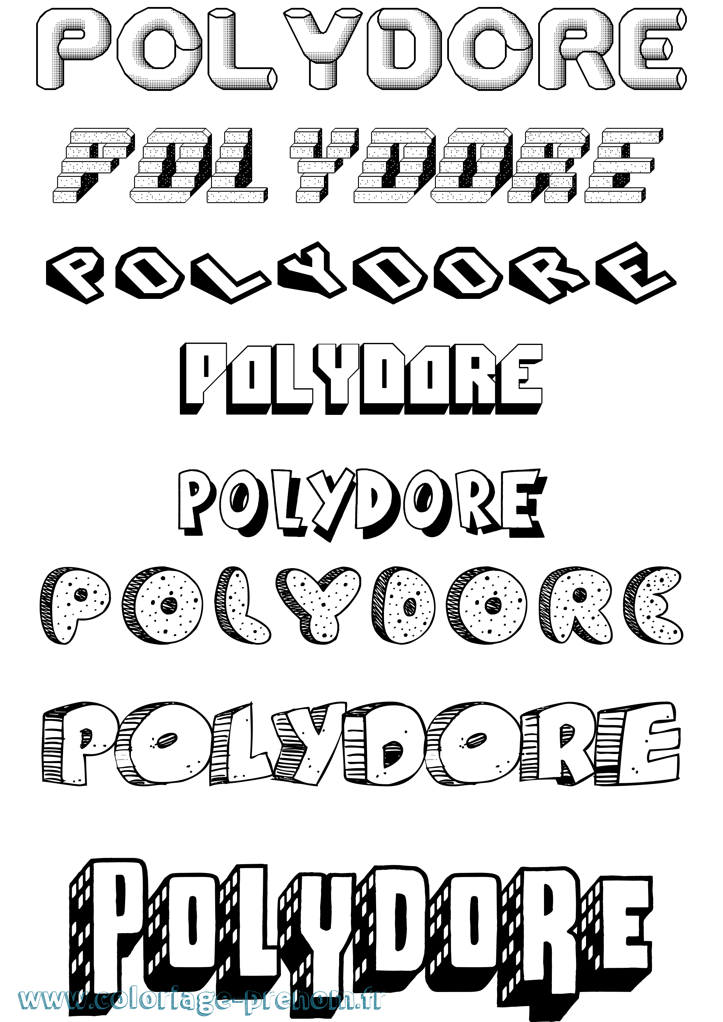 Coloriage Polydore Effet 3D Coloriage prénom Polydore Effet 3D