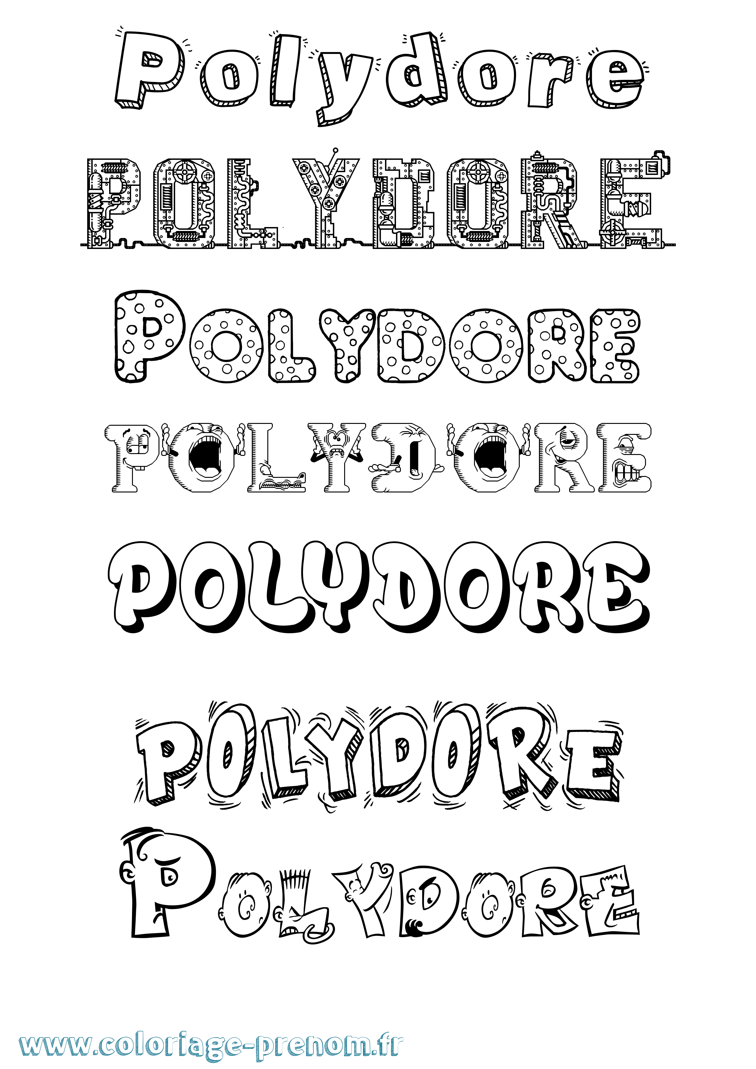 Coloriage Polydore Fun Coloriage prénom Polydore Fun