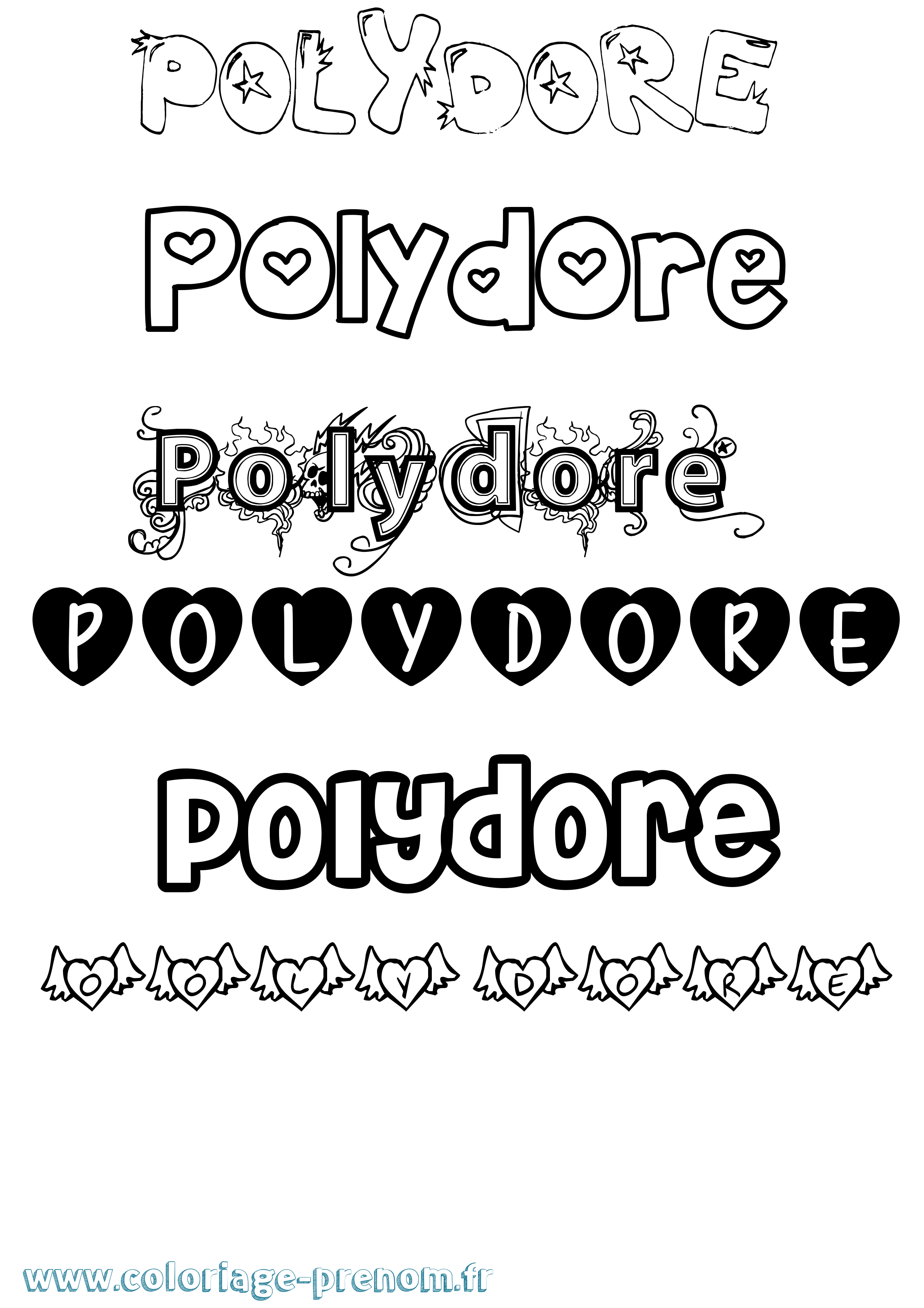 Coloriage Polydore Girly Coloriage prénom Polydore Girly