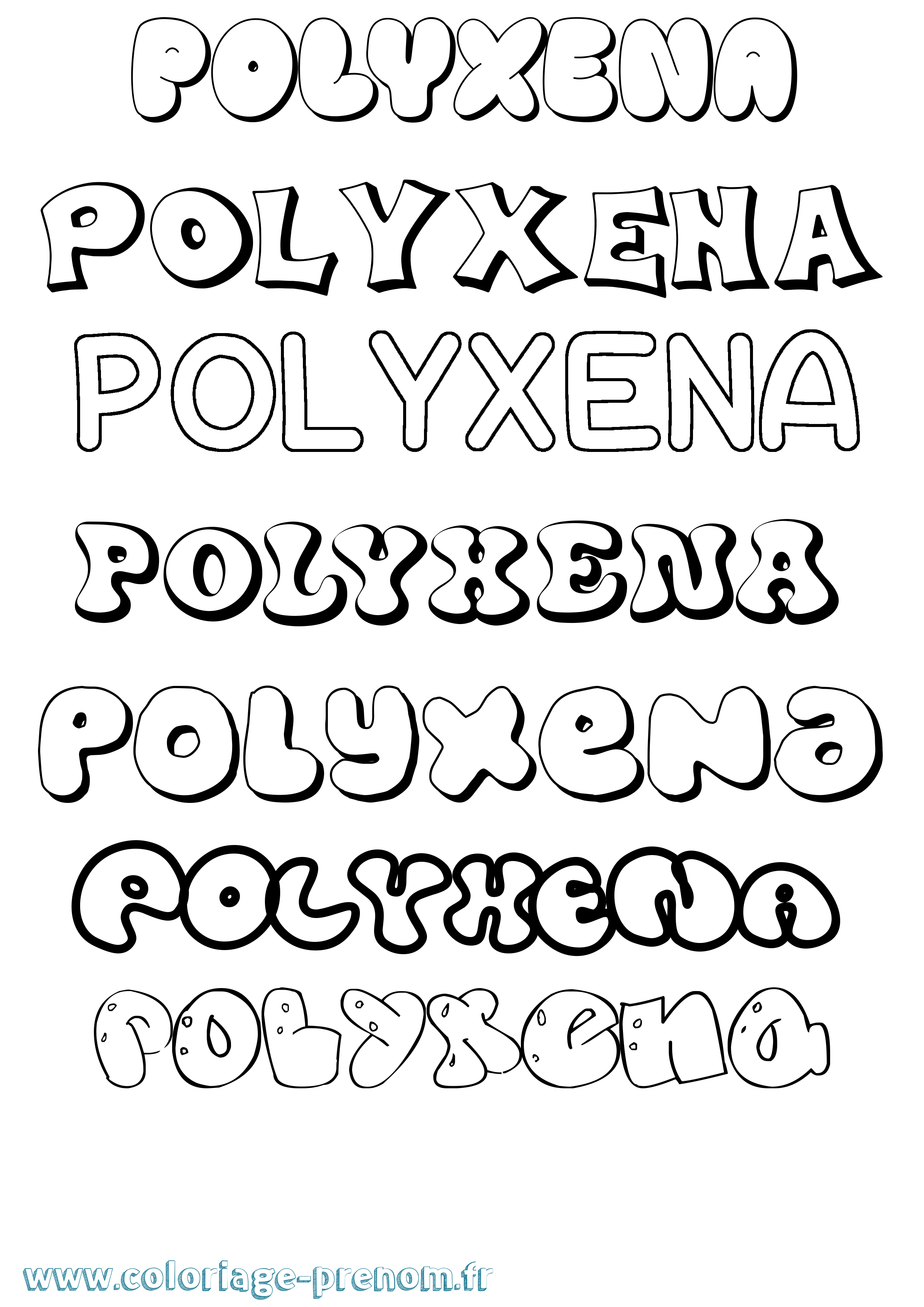 Coloriage Polyxena Bubble Coloriage prénom Polyxena Bubble