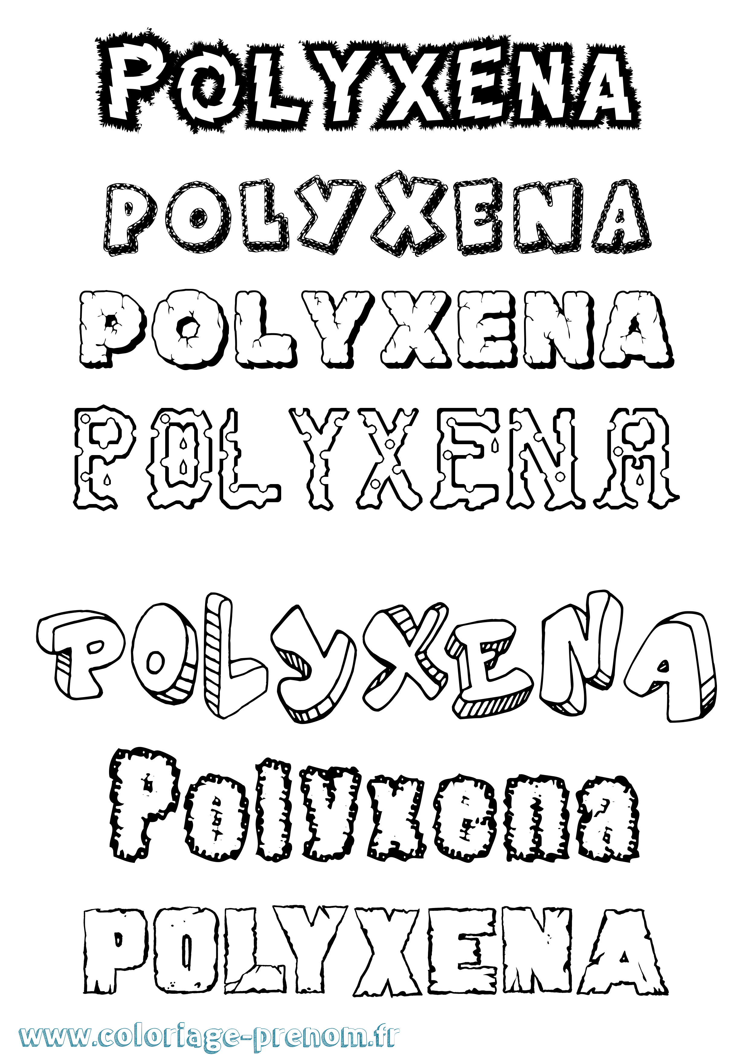 Coloriage Polyxena Destructuré Coloriage prénom Polyxena Destructuré