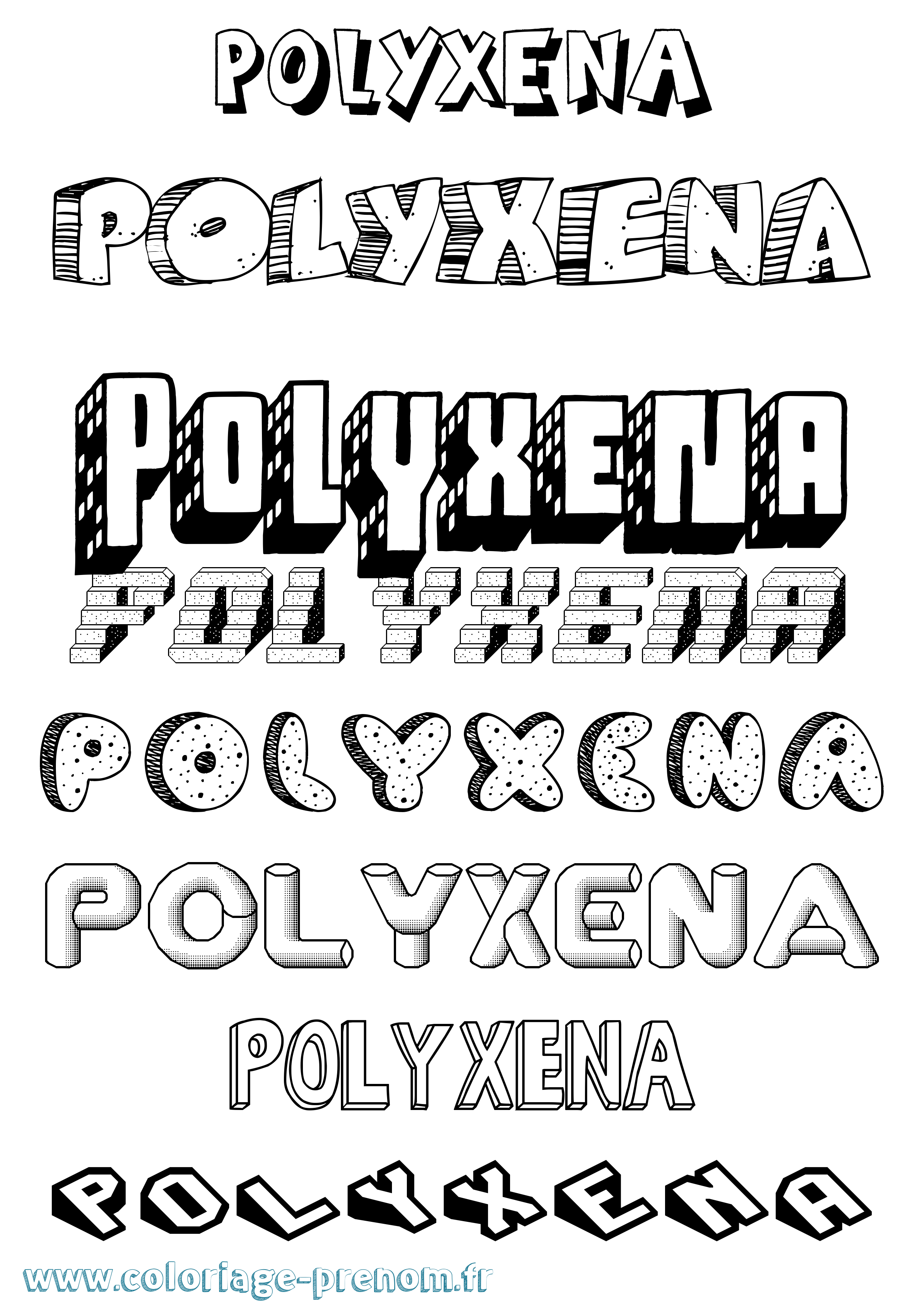 Coloriage Polyxena Effet 3D Coloriage prénom Polyxena Effet 3D
