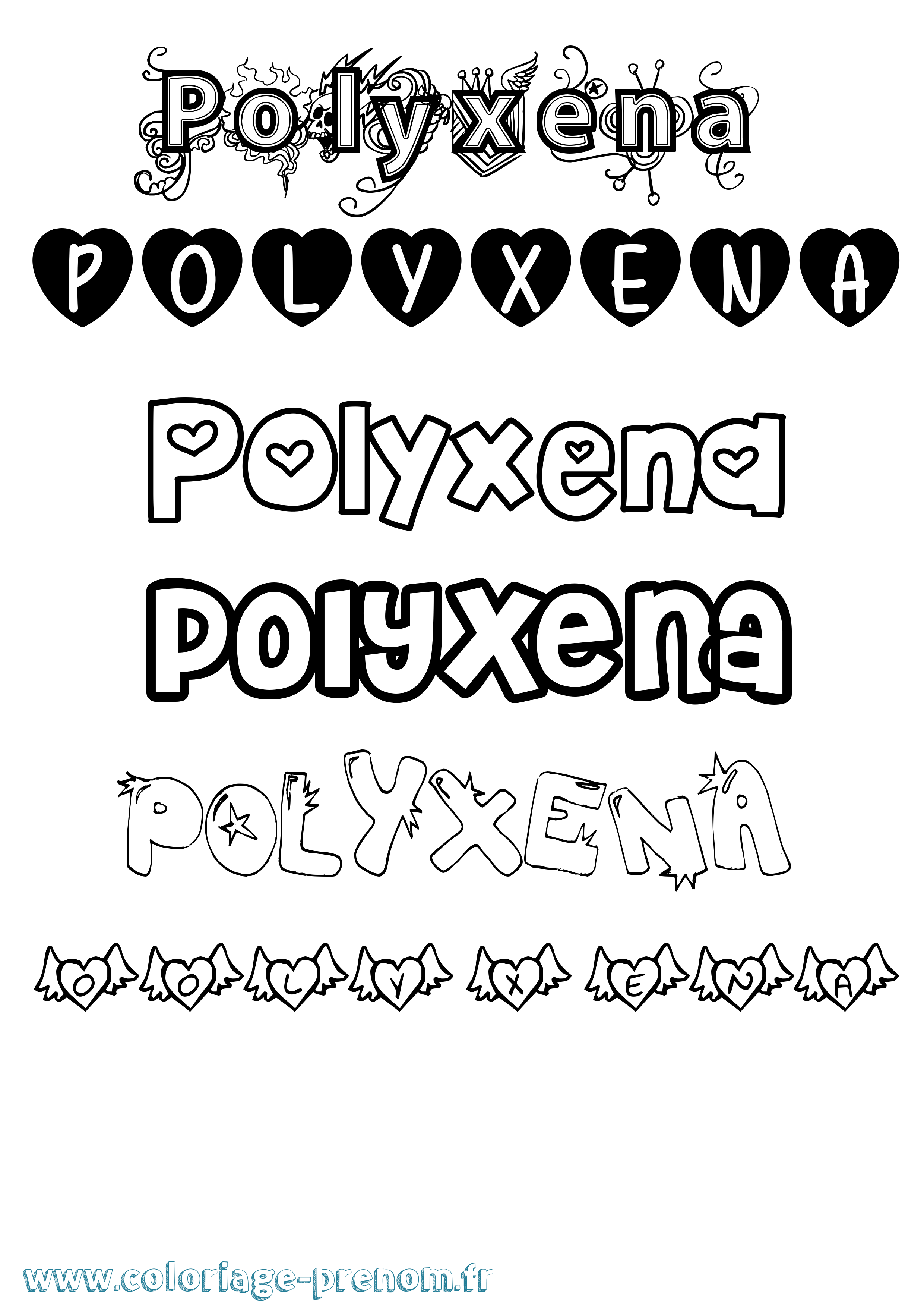 Coloriage Polyxena Girly Coloriage prénom Polyxena Girly