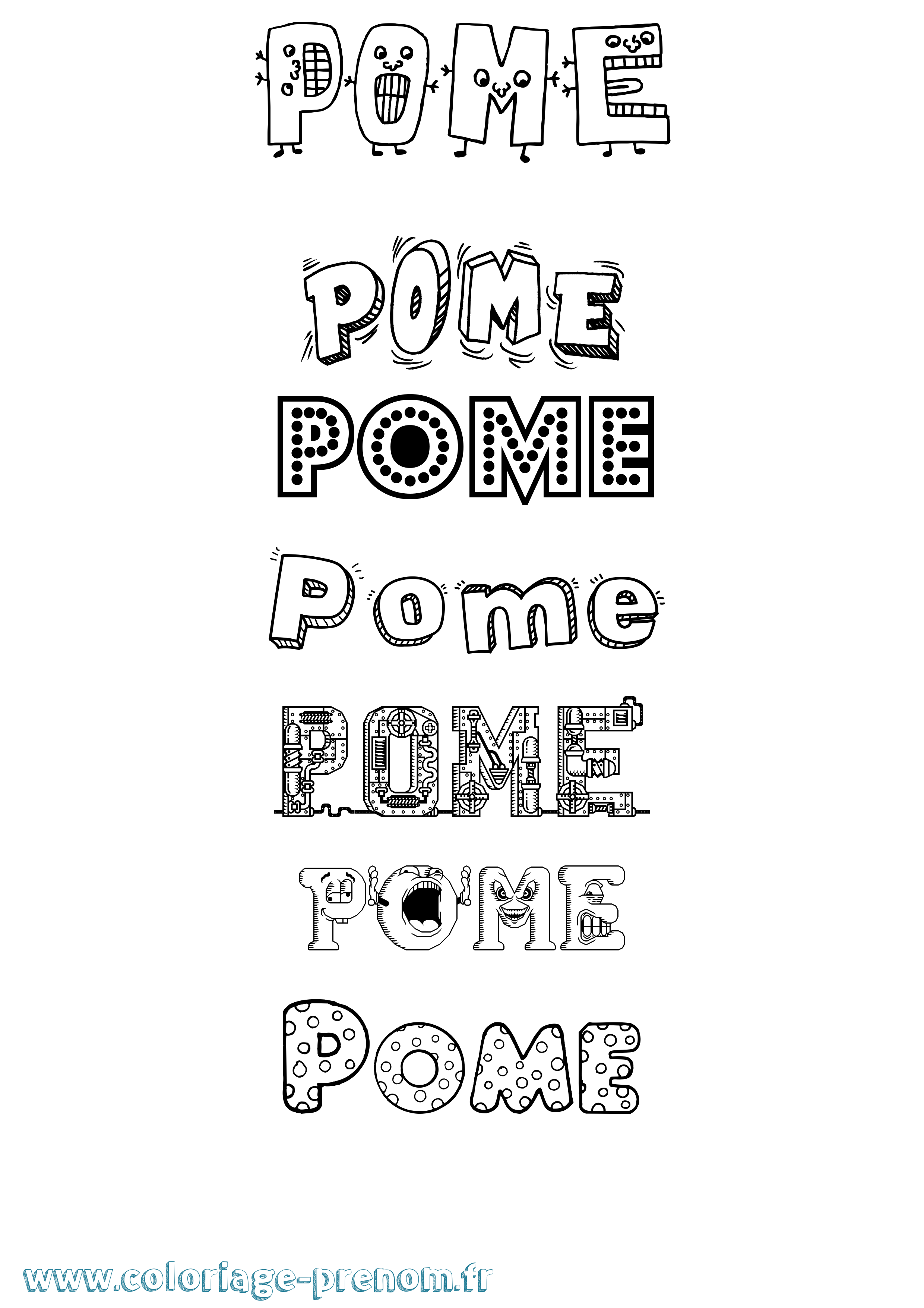 Coloriage Pome Fun Coloriage prénom Pome Fun