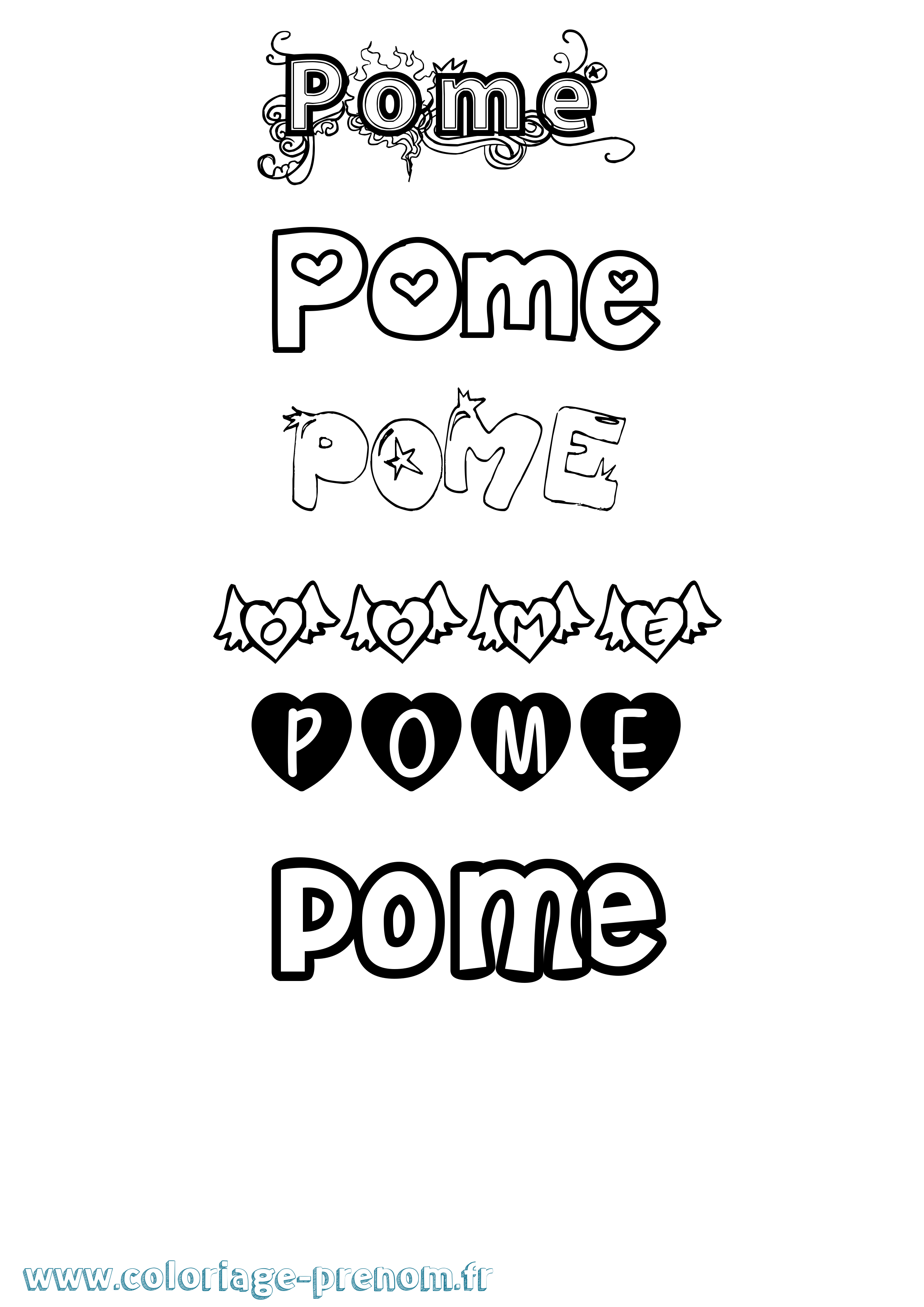 Coloriage Pome Girly Coloriage prénom Pome Girly