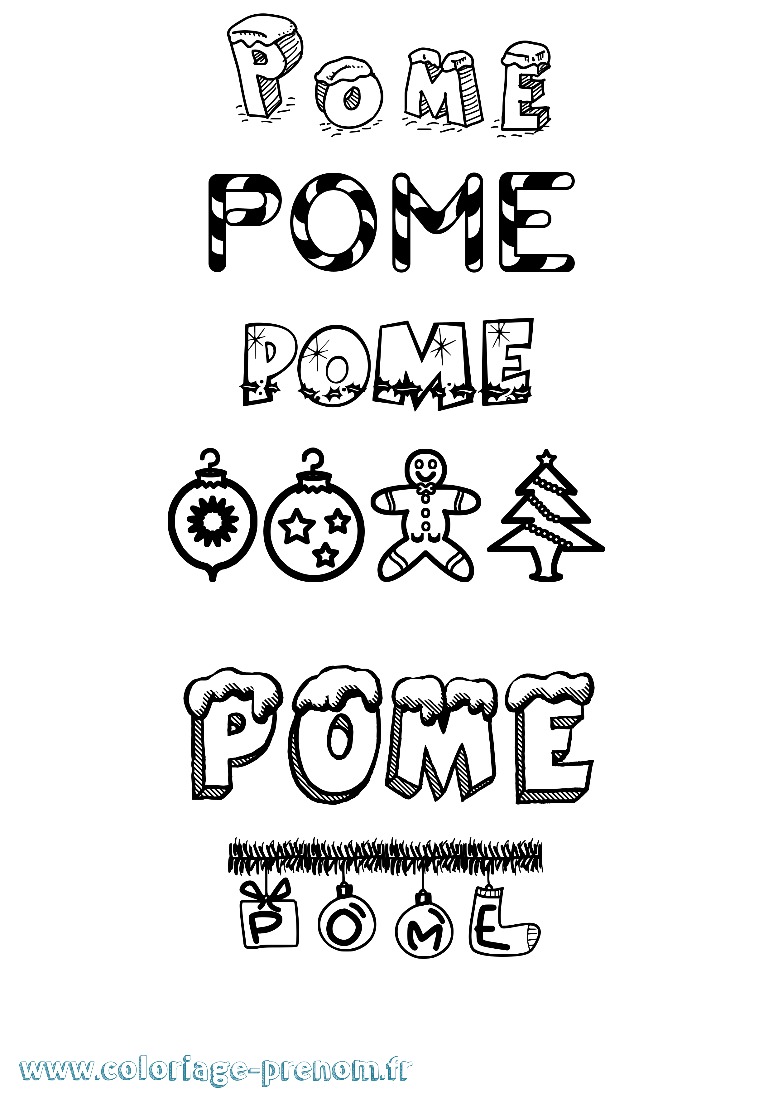 Coloriage Pome Noël Coloriage prénom Pome Noël