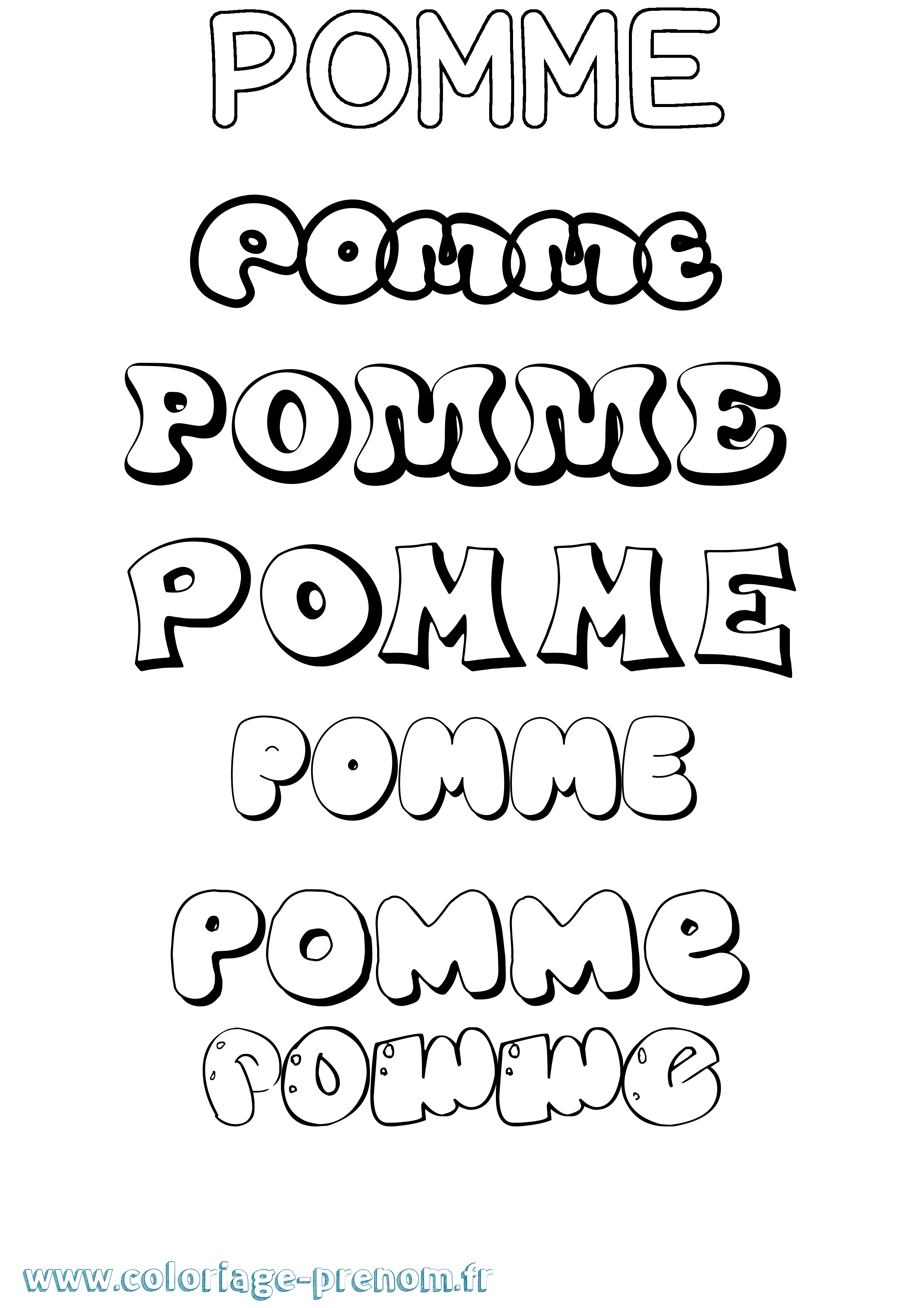 Coloriage Pomme Bubble Coloriage prénom Pomme Bubble