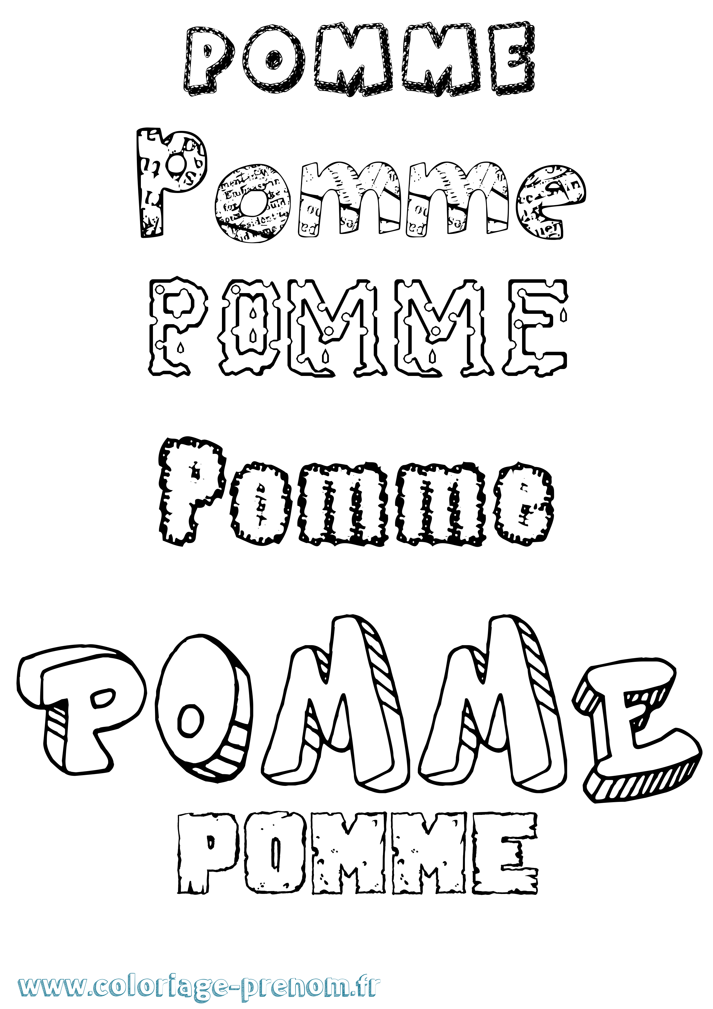 Coloriage Pomme Destructuré Coloriage prénom Pomme Destructuré