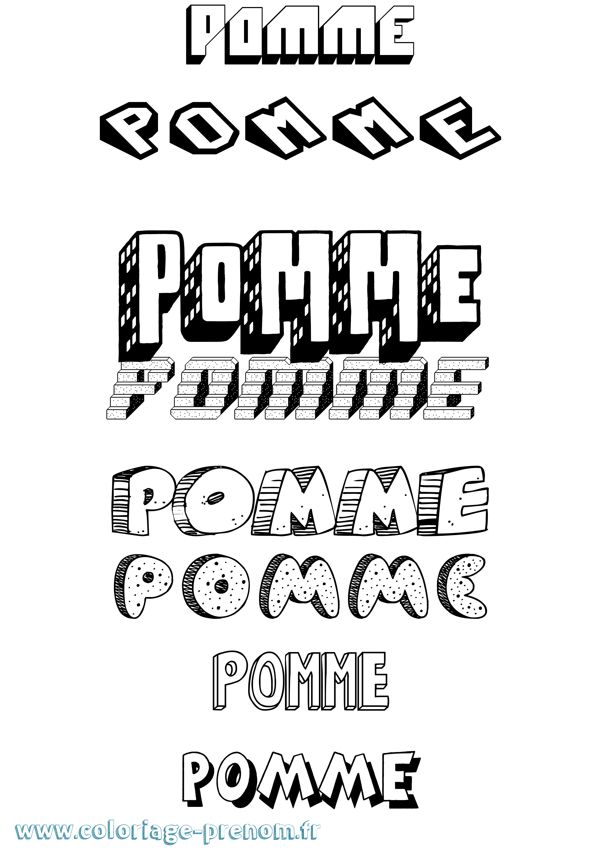 Coloriage Pomme Effet 3D Coloriage prénom Pomme Effet 3D