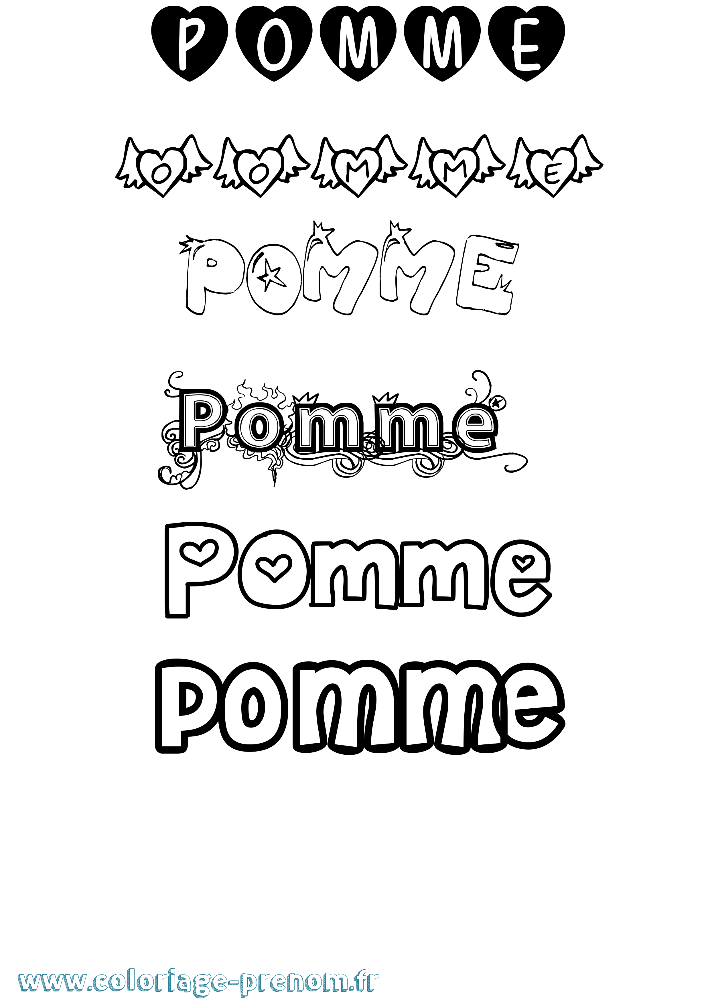 Coloriage Pomme Girly Coloriage prénom Pomme Girly