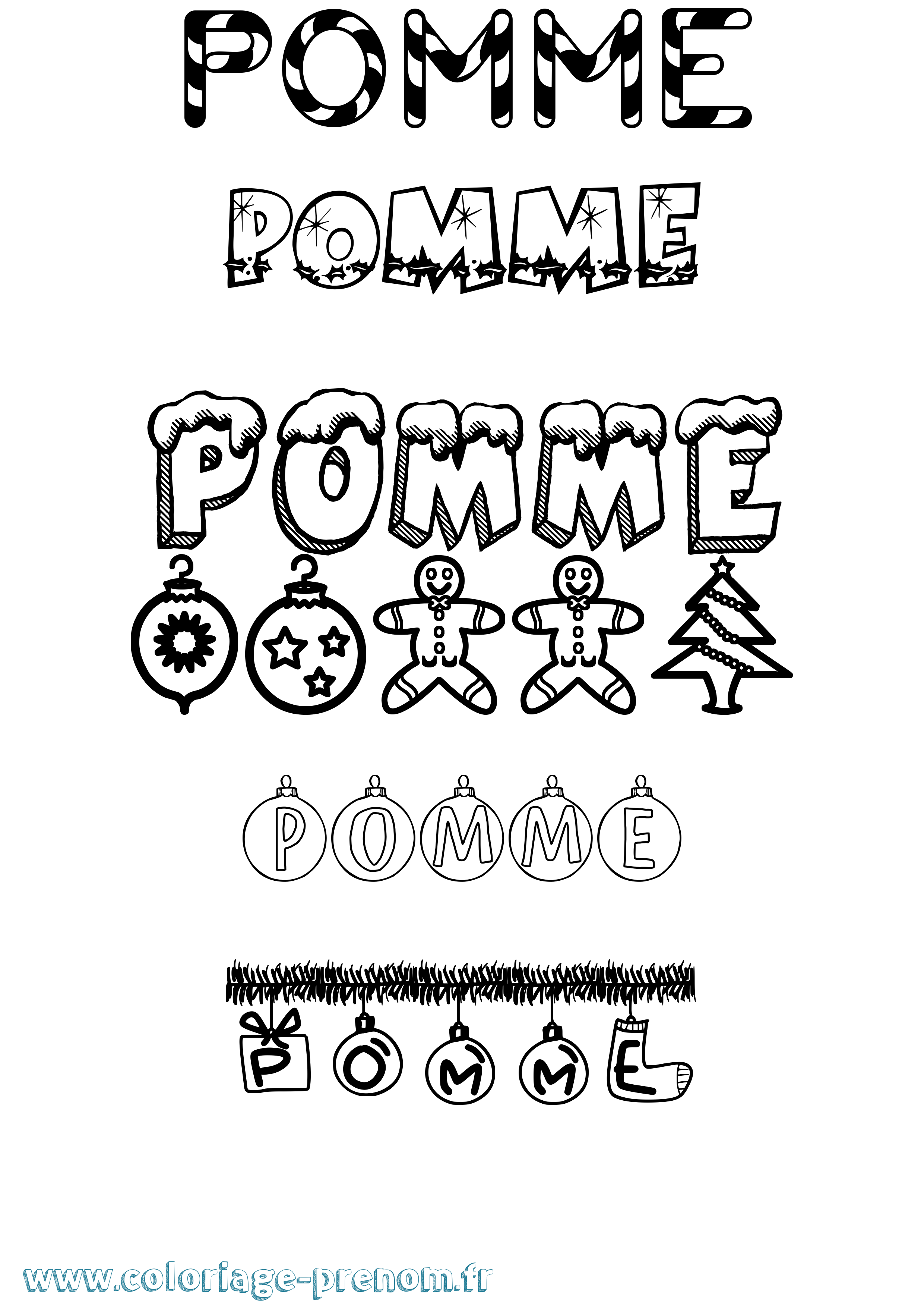 Coloriage Pomme Noël Coloriage prénom Pomme Noël