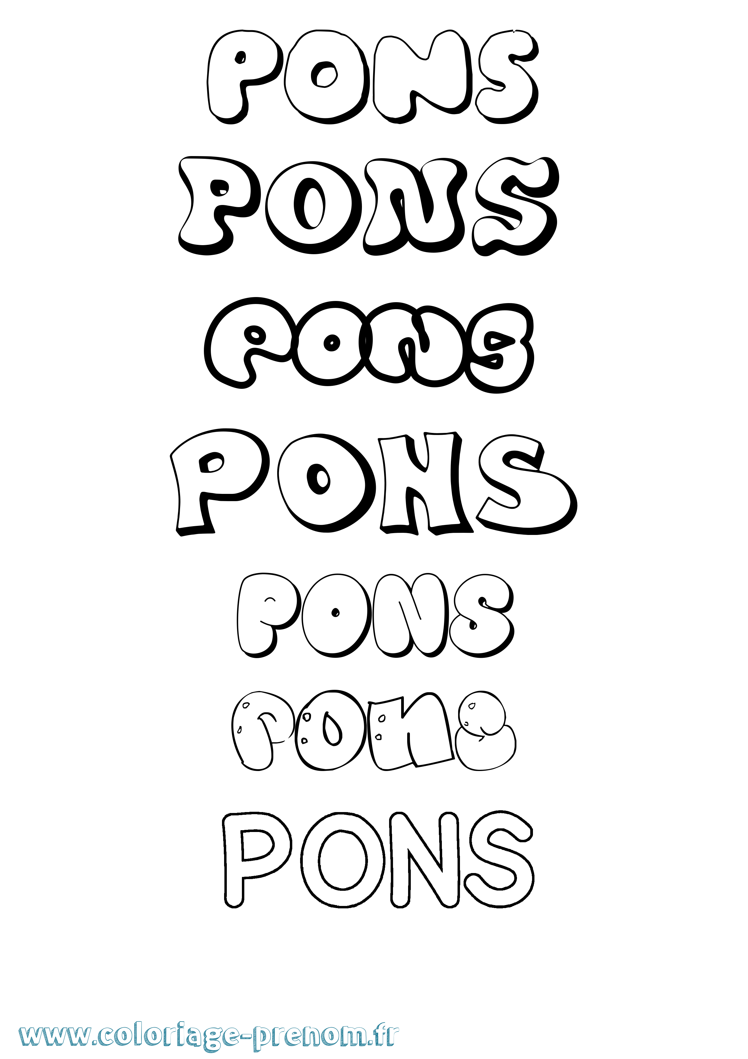 Coloriage Pons Bubble Coloriage prénom Pons Bubble