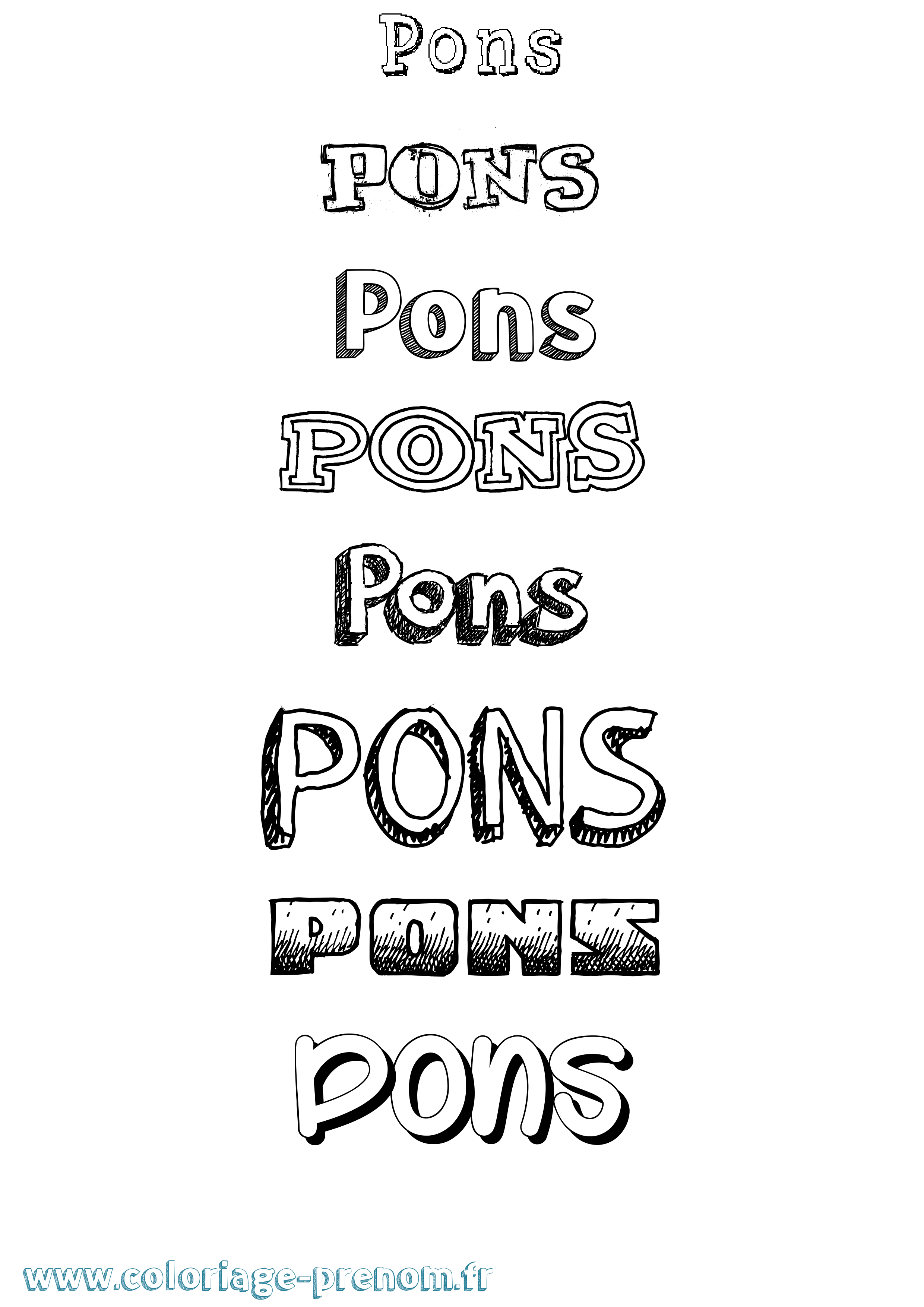 Coloriage Pons Dessiné Coloriage prénom Pons Dessiné