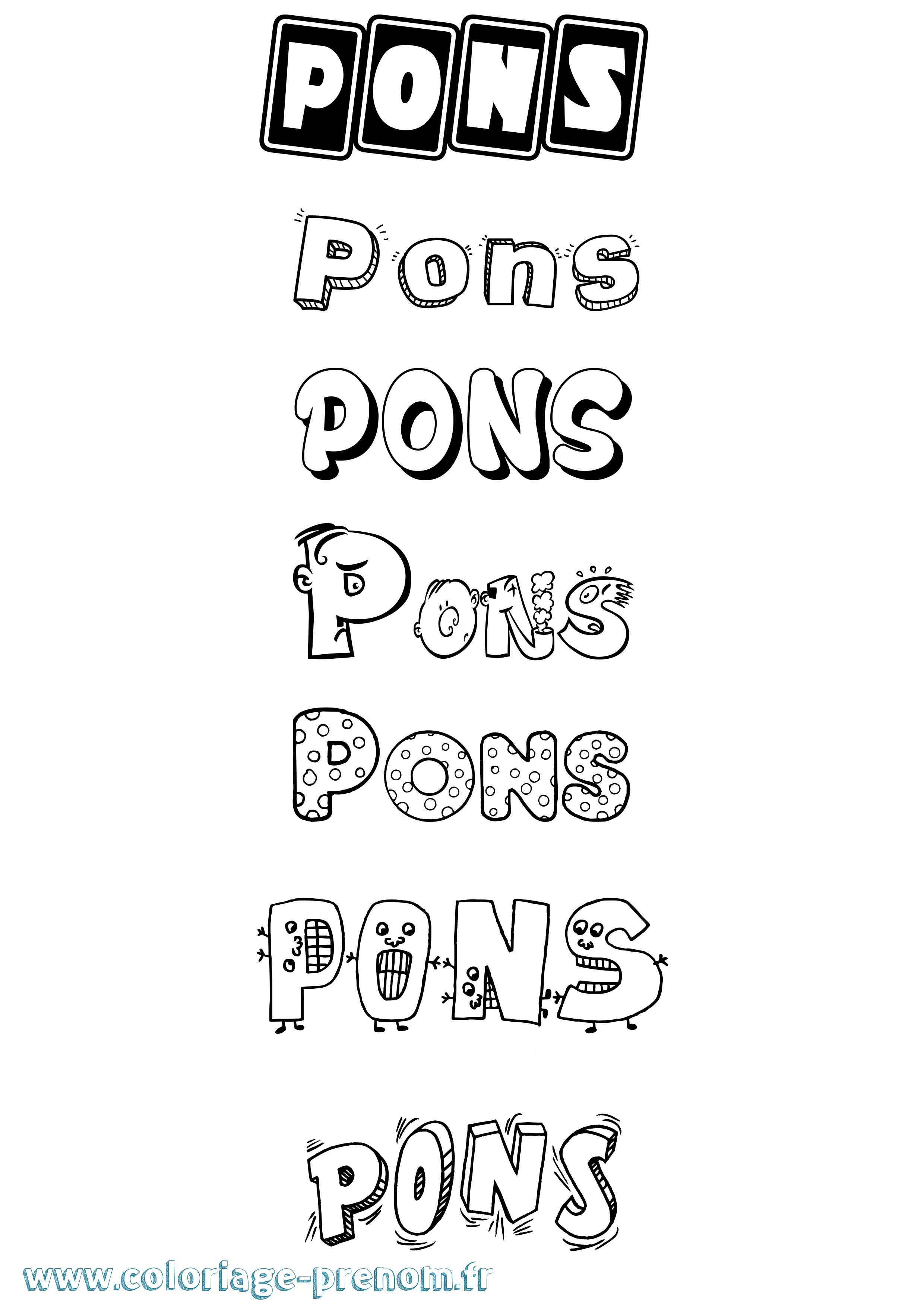 Coloriage Pons Fun Coloriage prénom Pons Fun