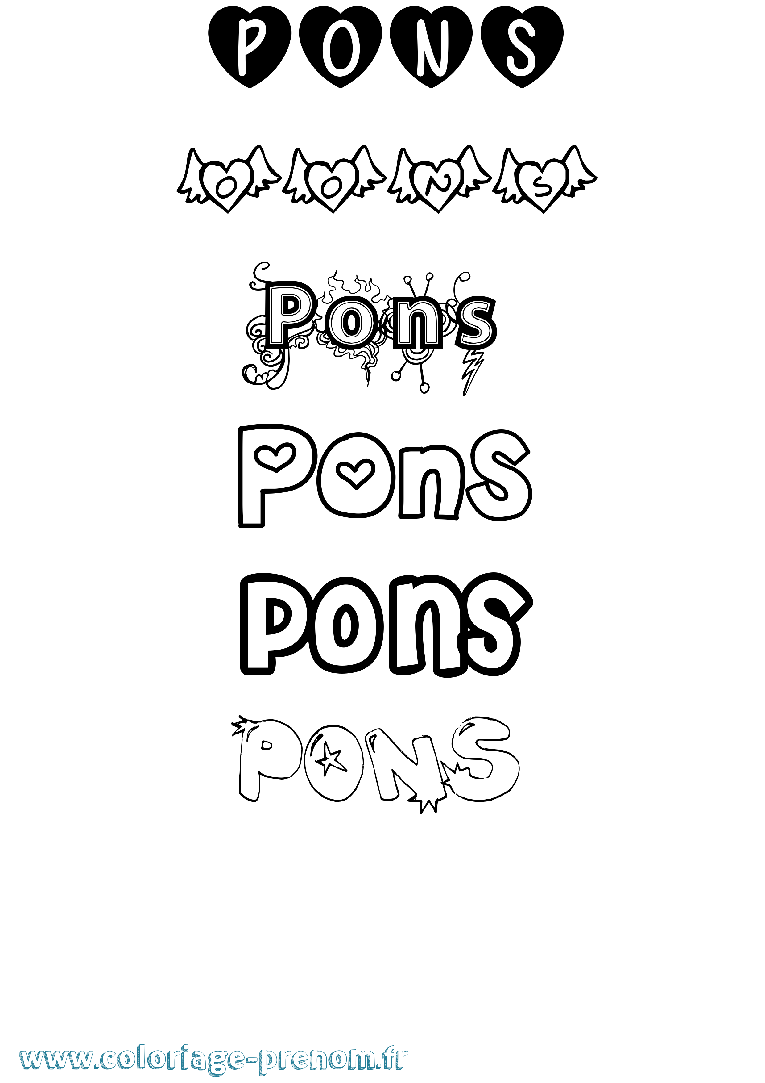 Coloriage Pons Girly Coloriage prénom Pons Girly