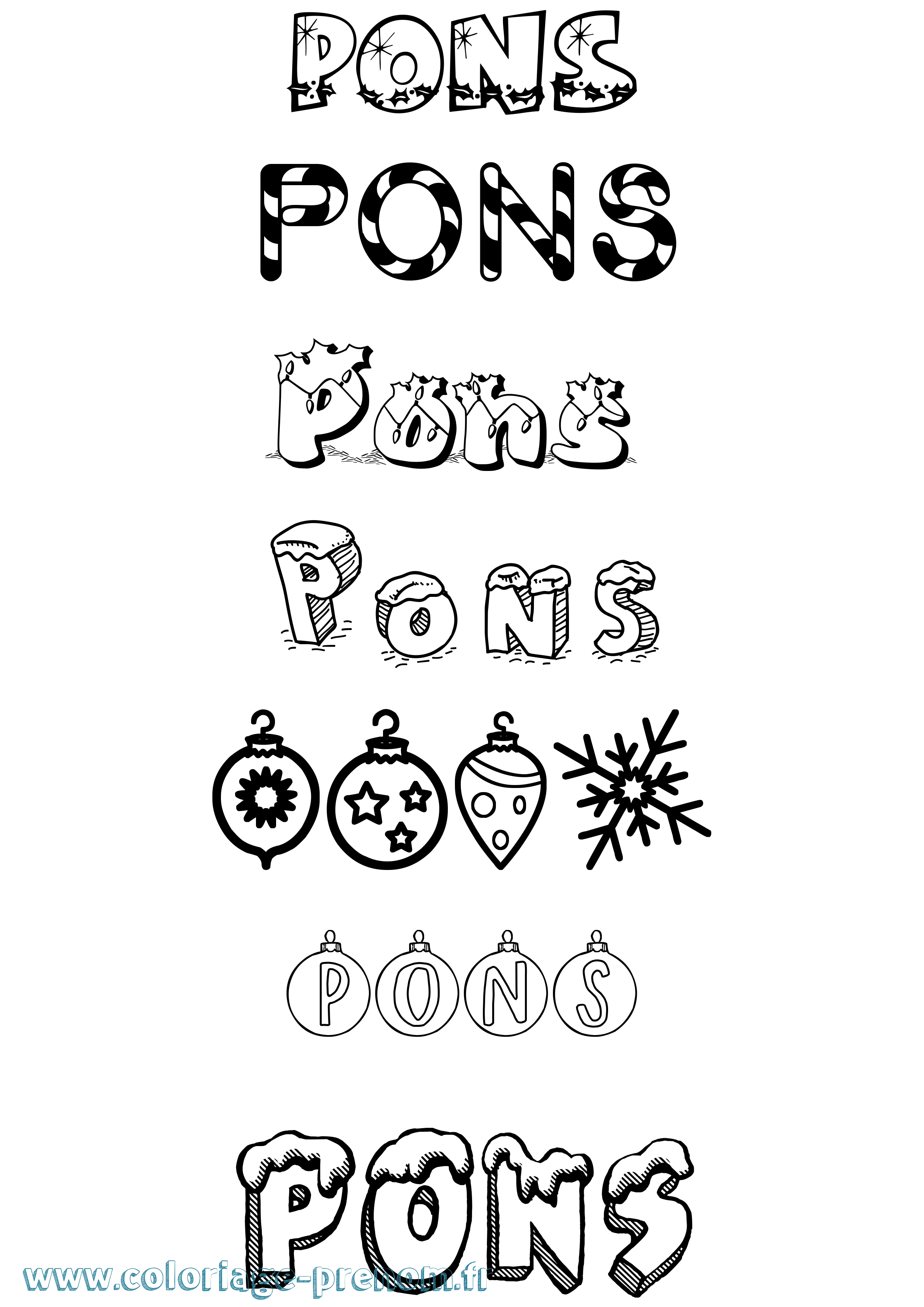 Coloriage Pons Noël Coloriage prénom Pons Noël