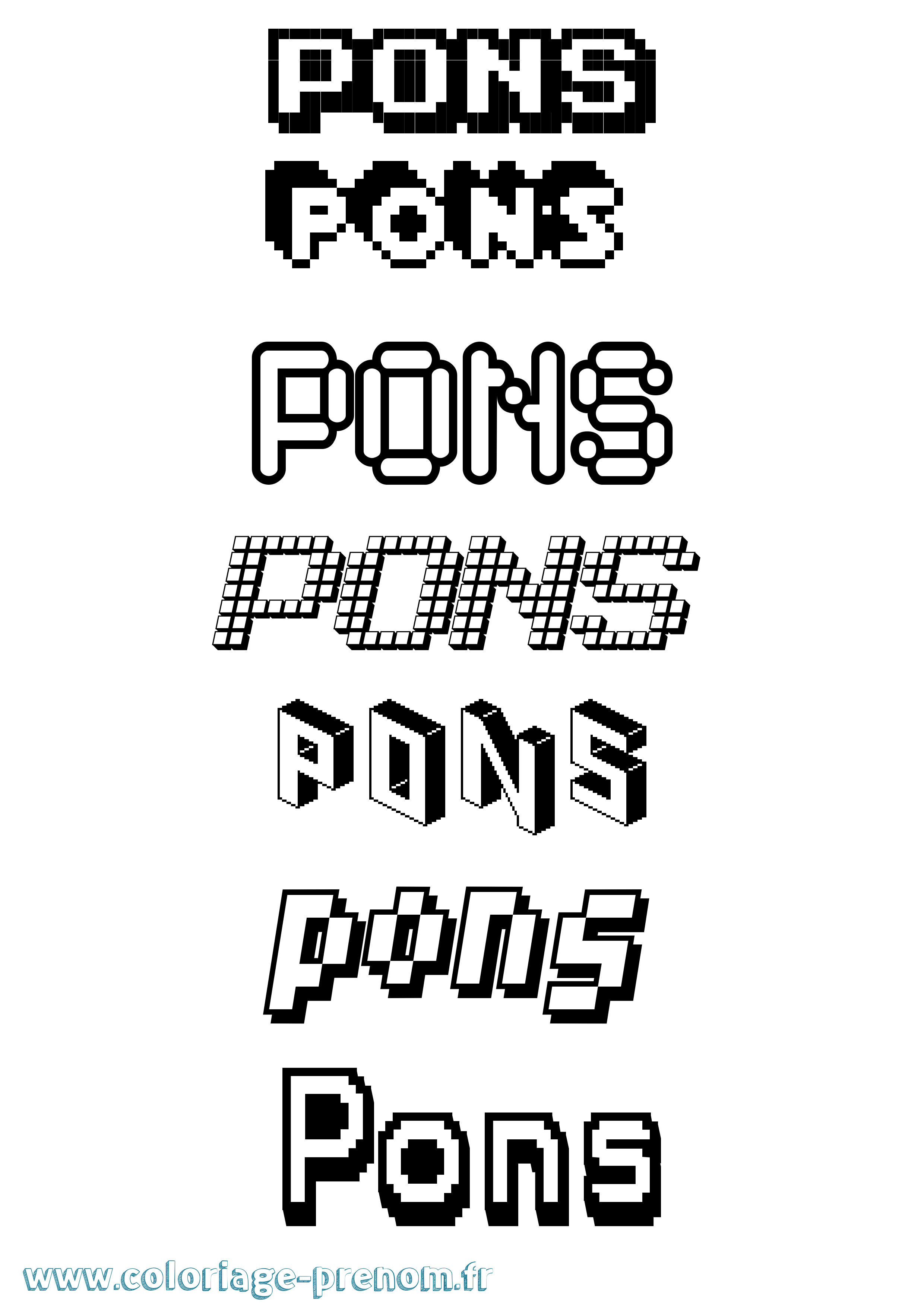 Coloriage Pons Pixel Coloriage prénom Pons Pixel