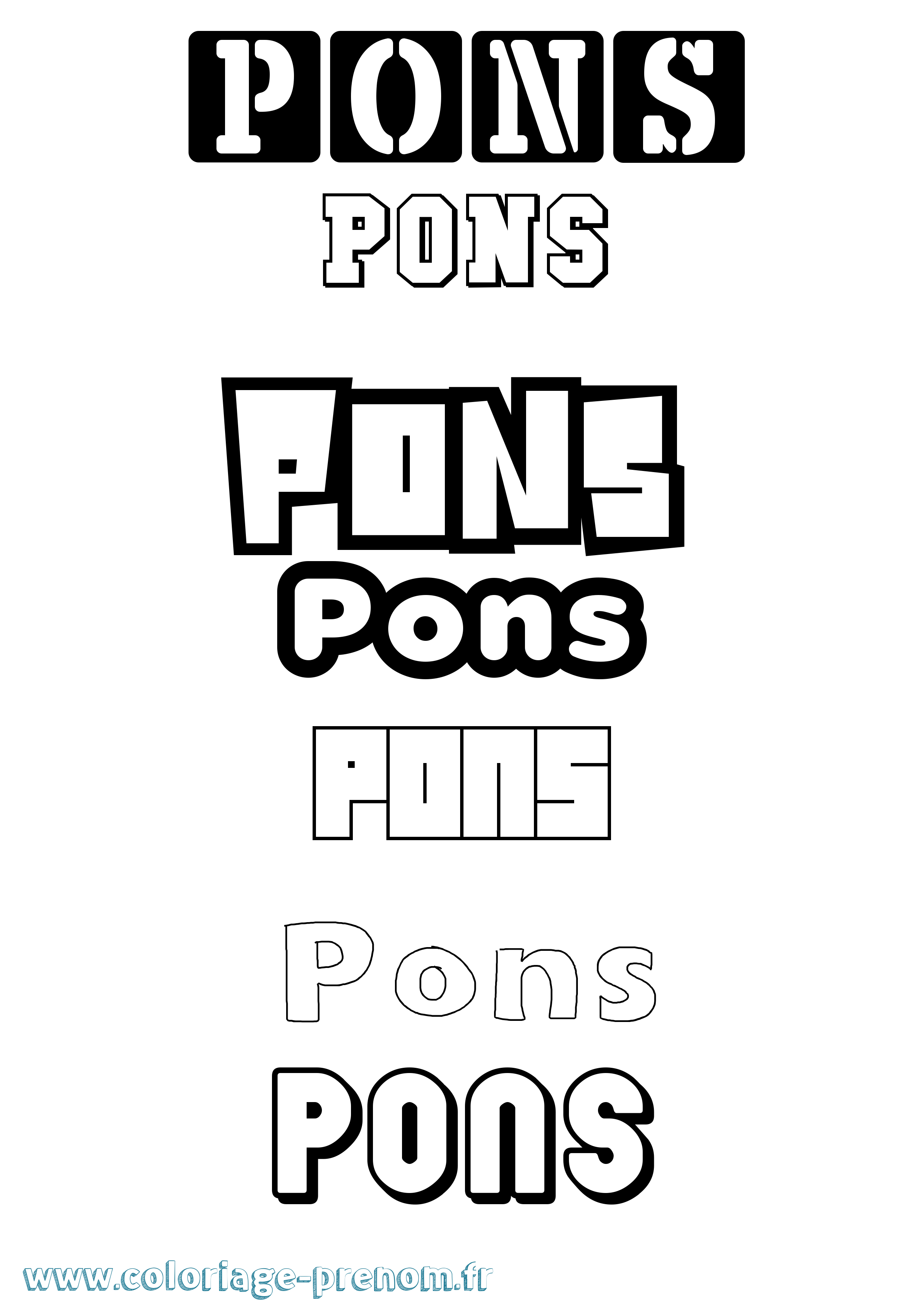 Coloriage Pons Simple Coloriage prénom Pons Simple