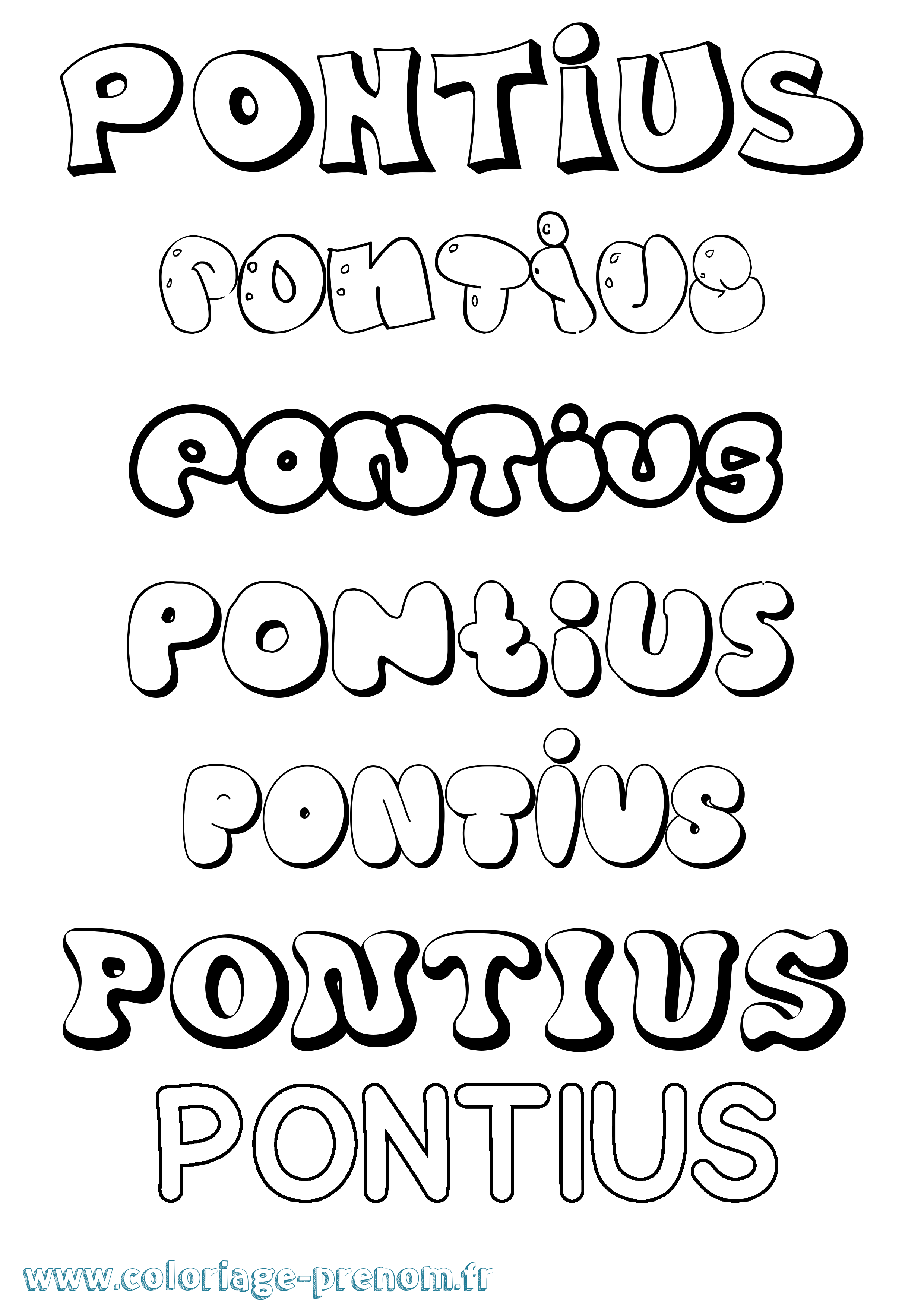 Coloriage Pontius Bubble Coloriage prénom Pontius Bubble